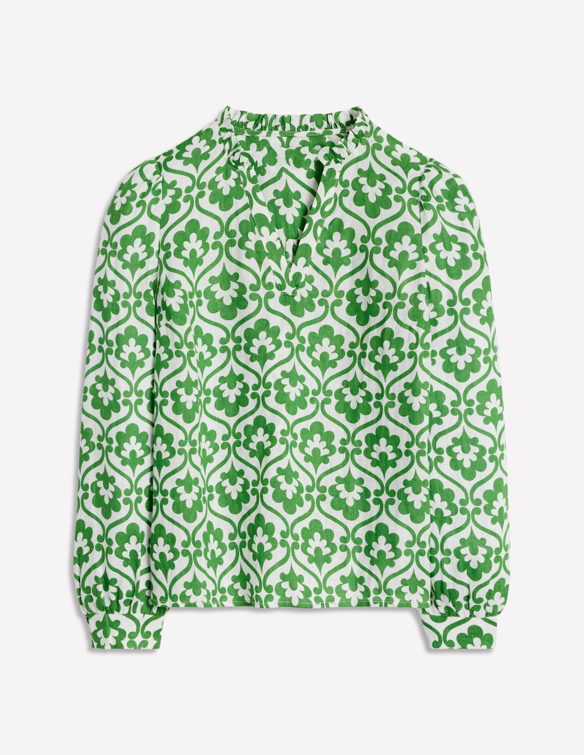 Grace Linen Top-Paradise Green, Ivy Trellis - Image 5
