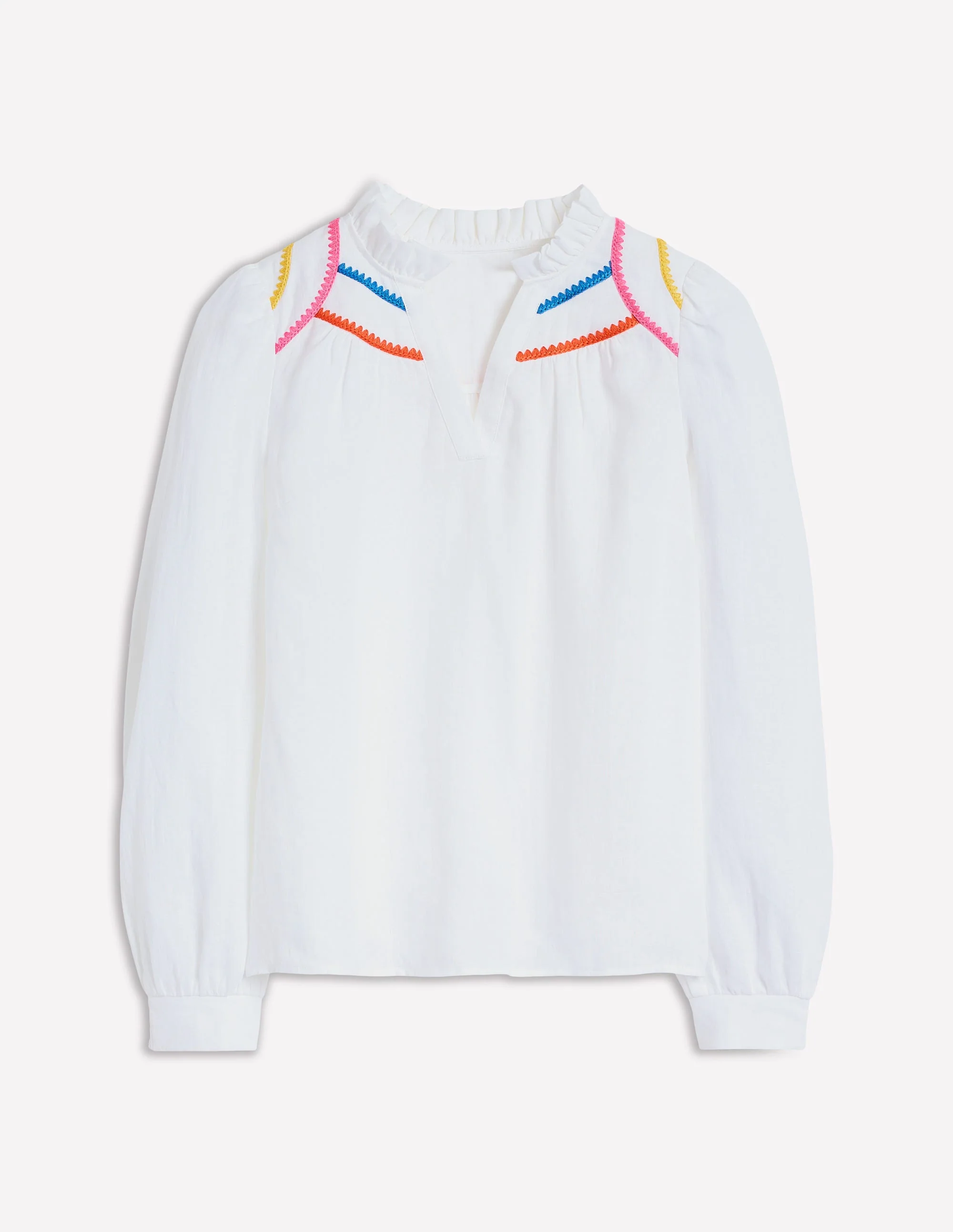 Grace Linen Top-White, Multi Stitch - Image 6