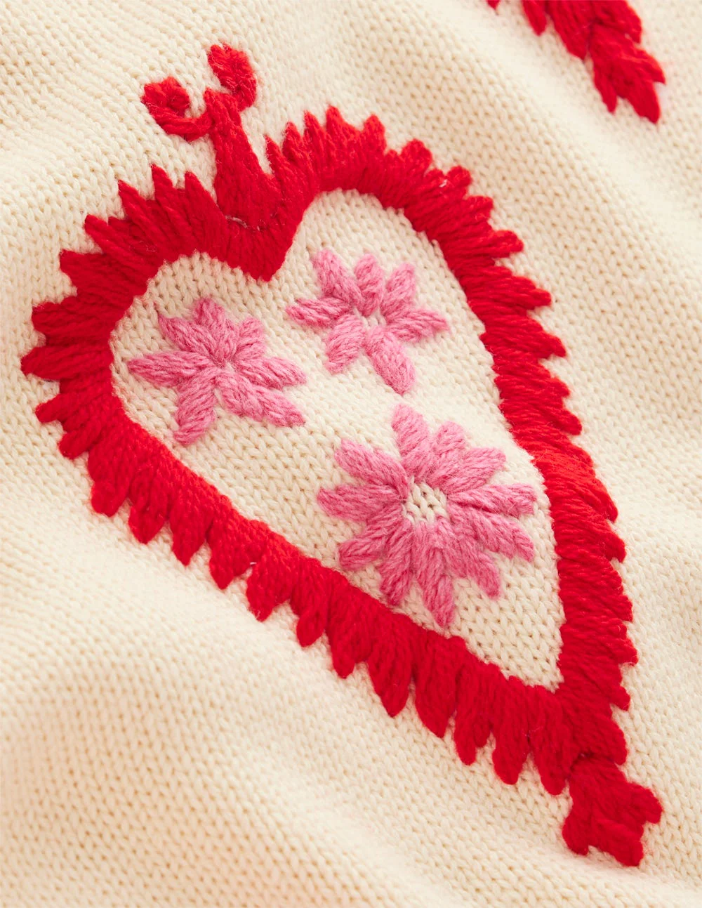 Graphic Embroidered Sweater-Warm Ivory, Hearts - Image 6