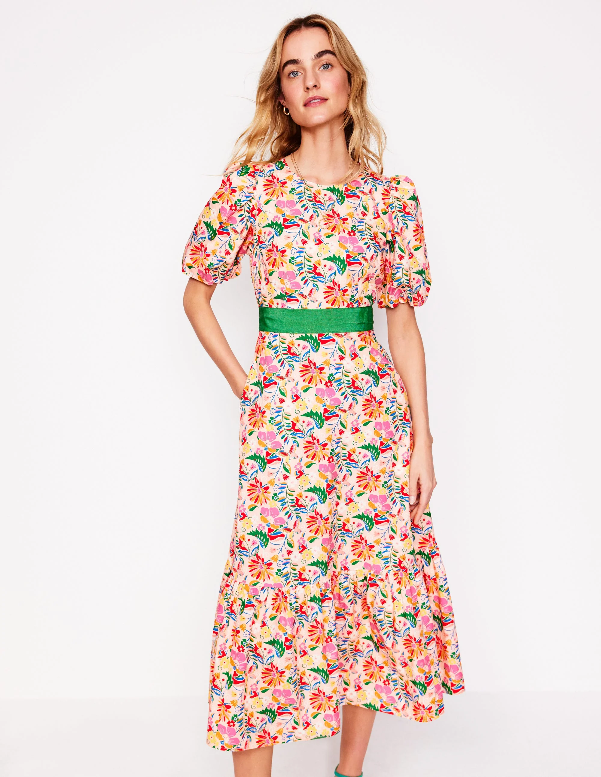 Grosgrain Waist Dress-Multi, Wildflower Trail - Image 4