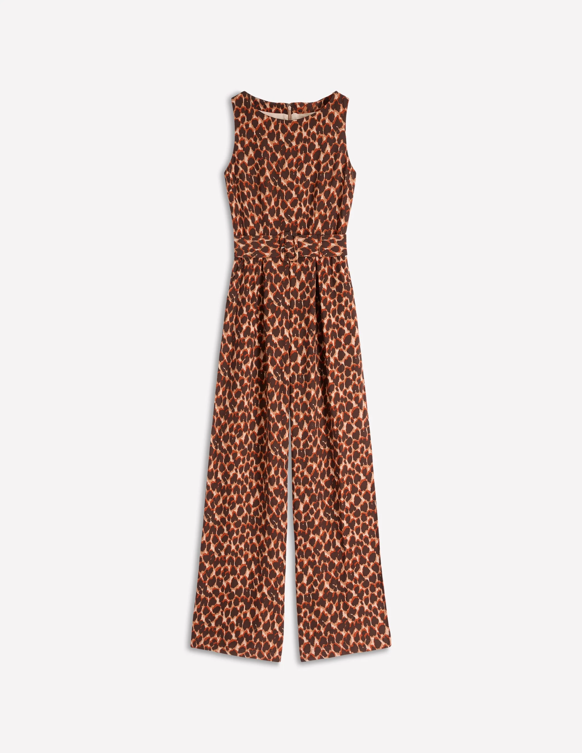 Gwen Slash Neck Jumpsuit-Sand, Abstract Leopard Spot - Image 6