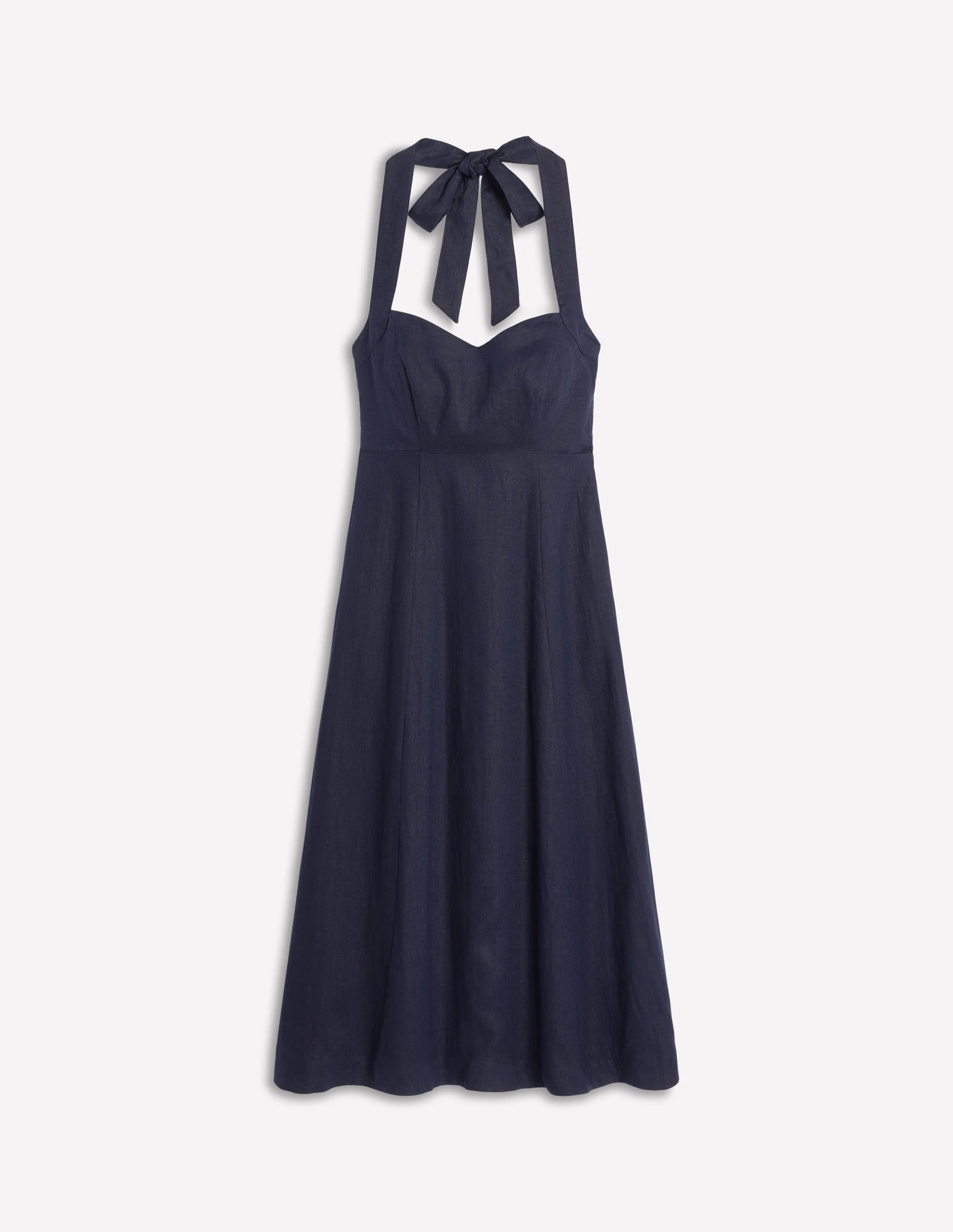 Halter Linen Dress-Navy - Image 5