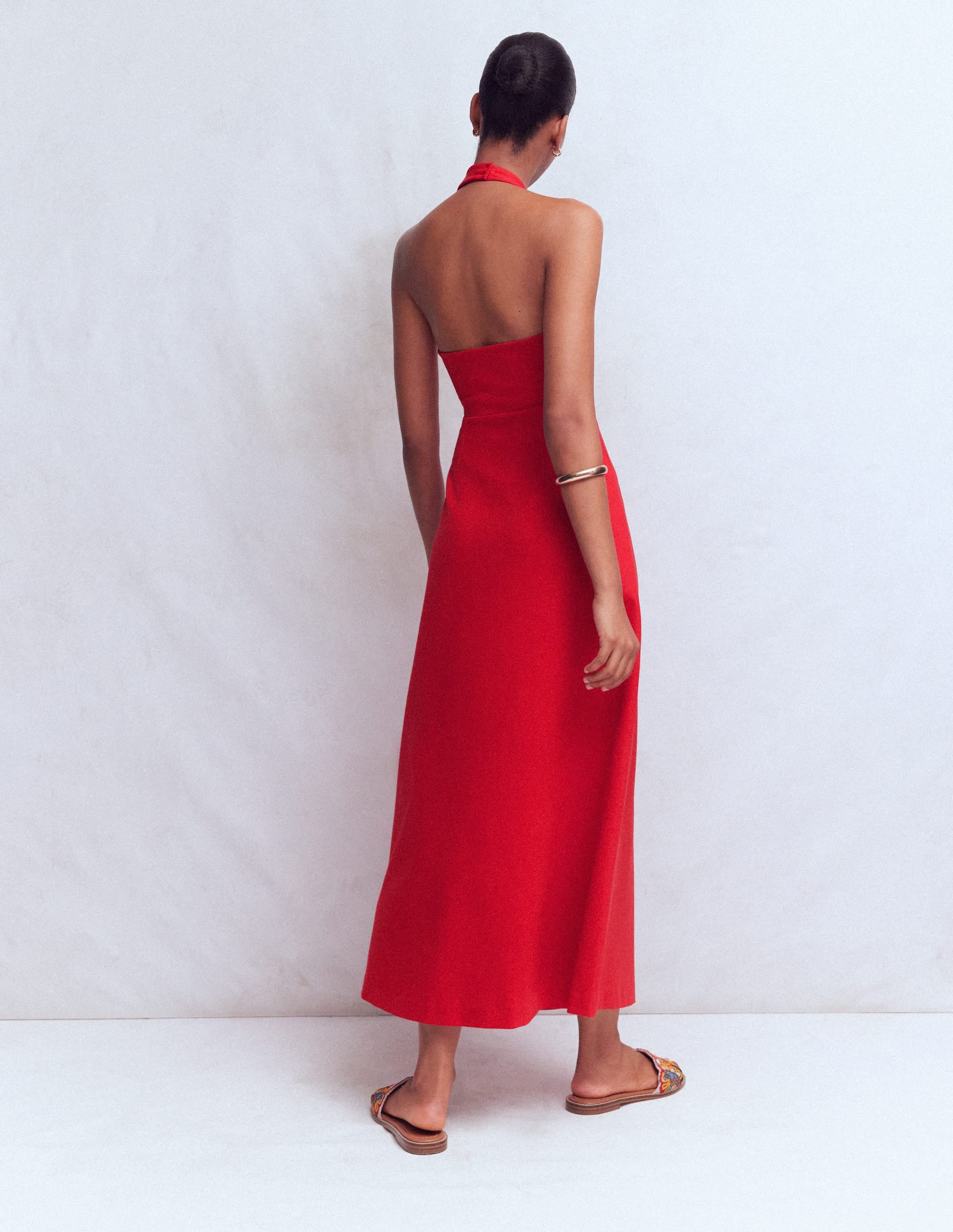 Halter Neck Jersey Maxi Dress-Red - Image 3