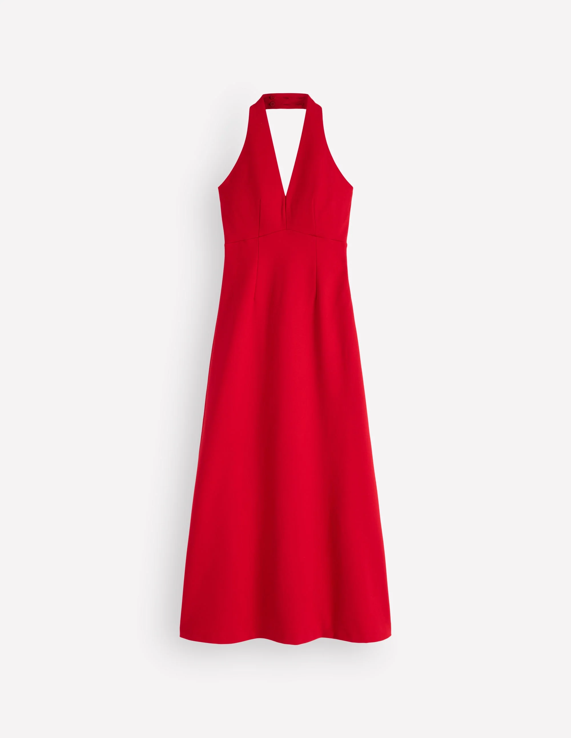 Halter Neck Jersey Maxi Dress-Red - Image 5