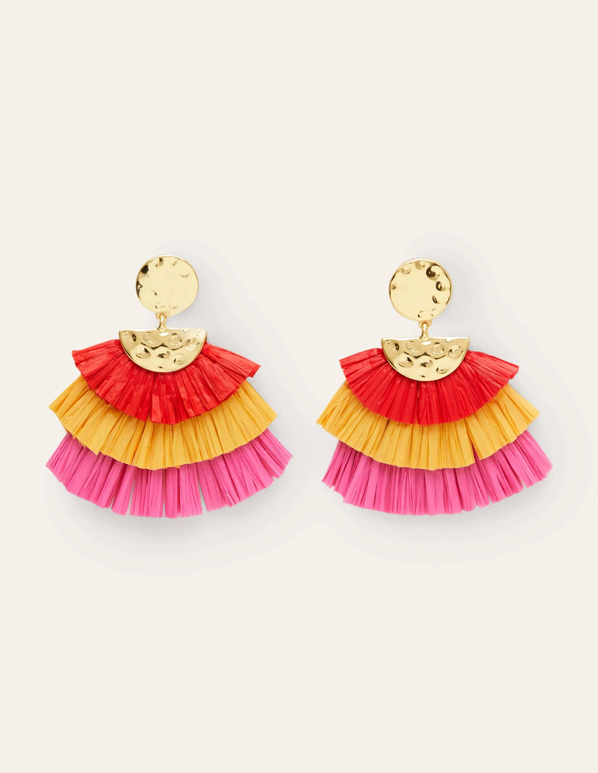 Hammered Tier Fringe Earrings-Multi - Image 3
