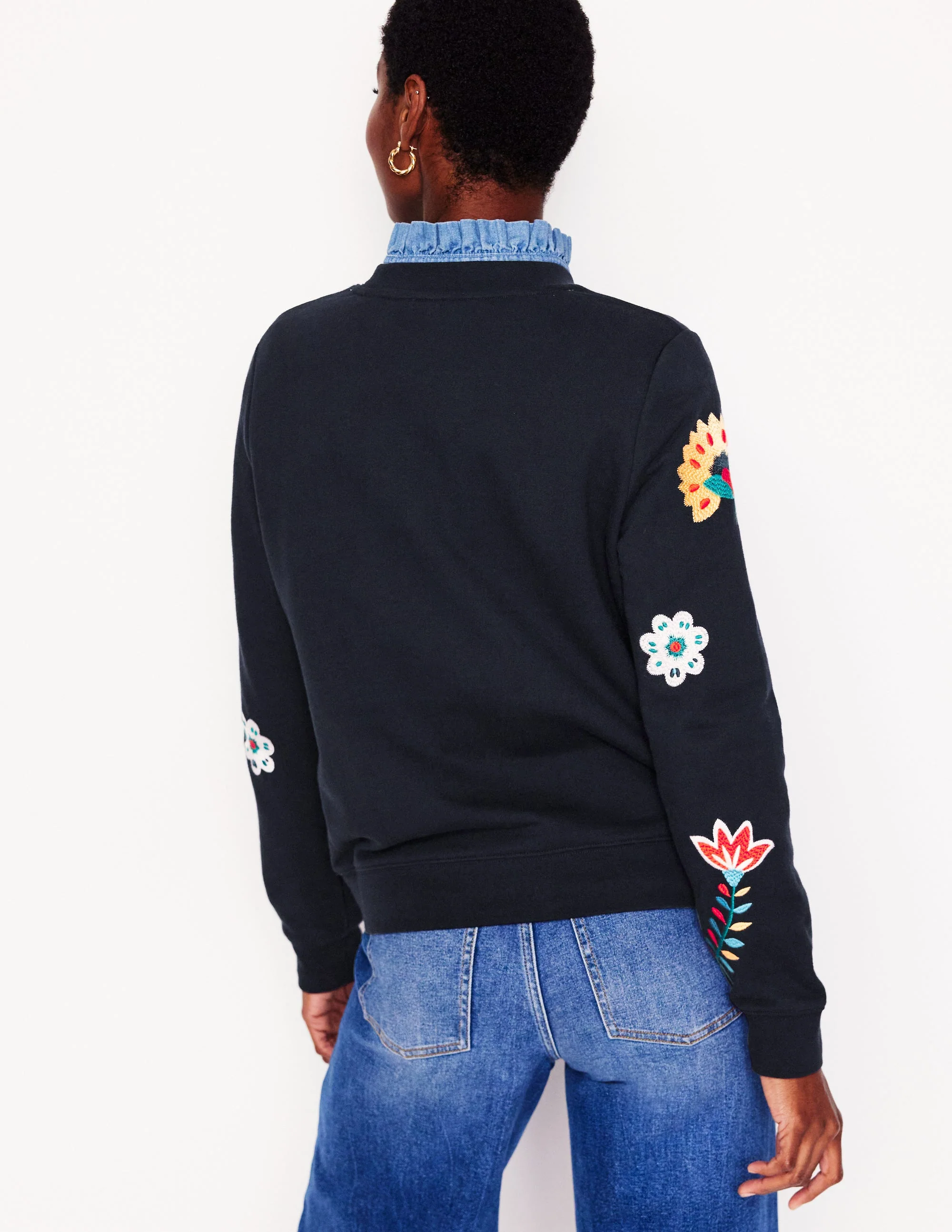 Hannah Embroidered Sweatshirt-Navy, Conversational - Image 4