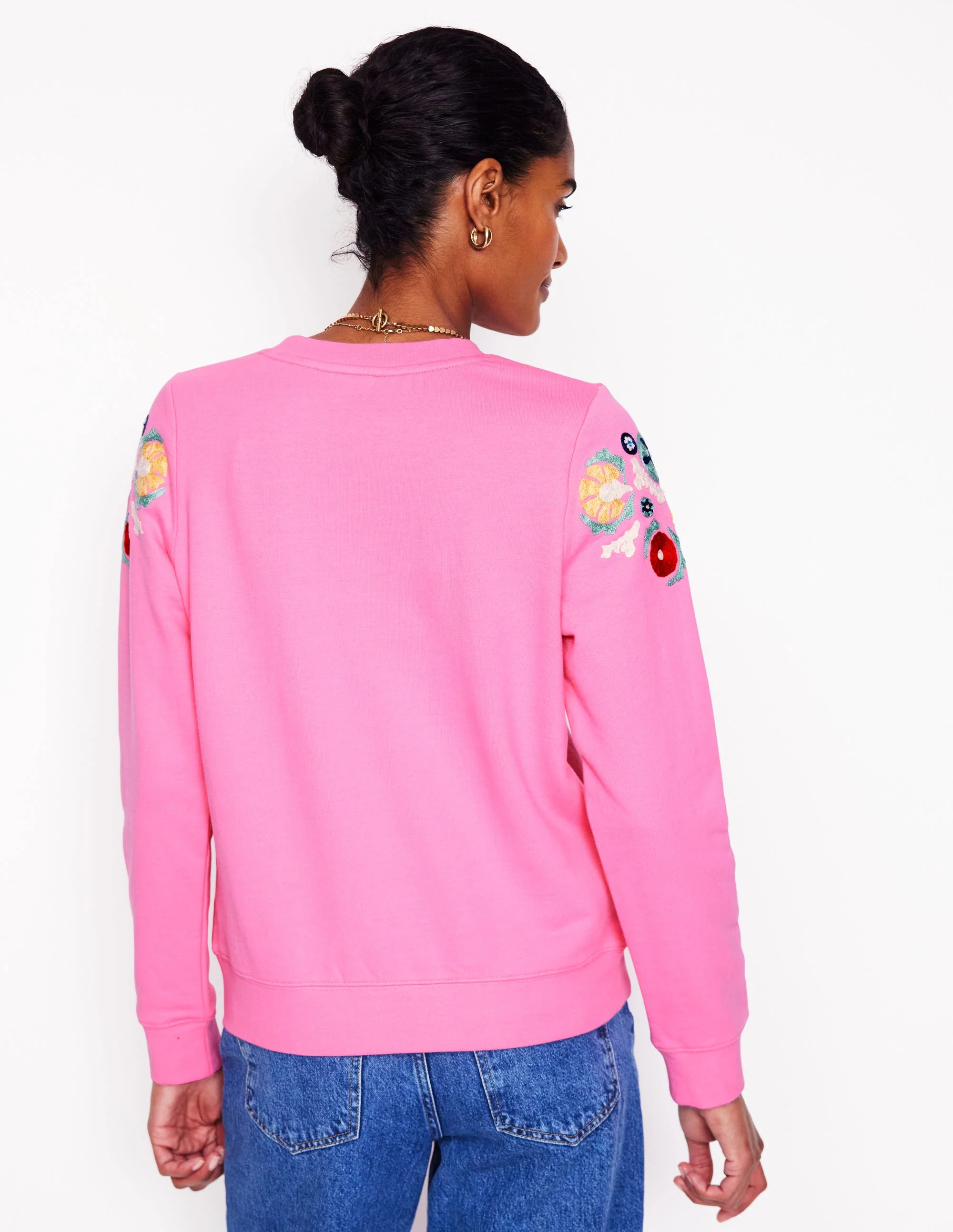 Hannah Embroidered Sweatshirt-Pink Rose - Image 3