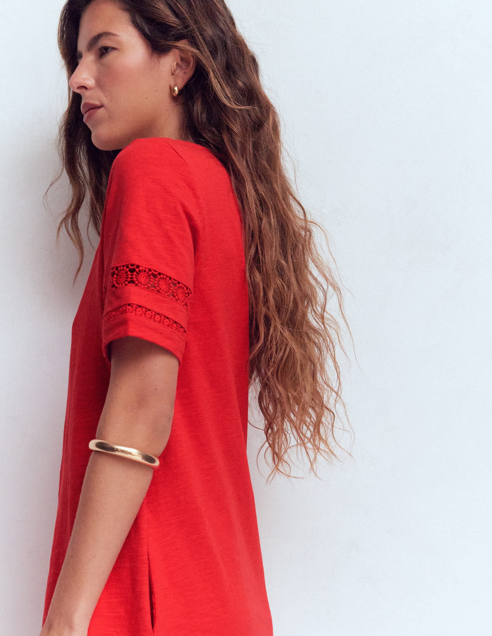 Hattie Jersey T-shirt Dress-Red Coral - Image 2