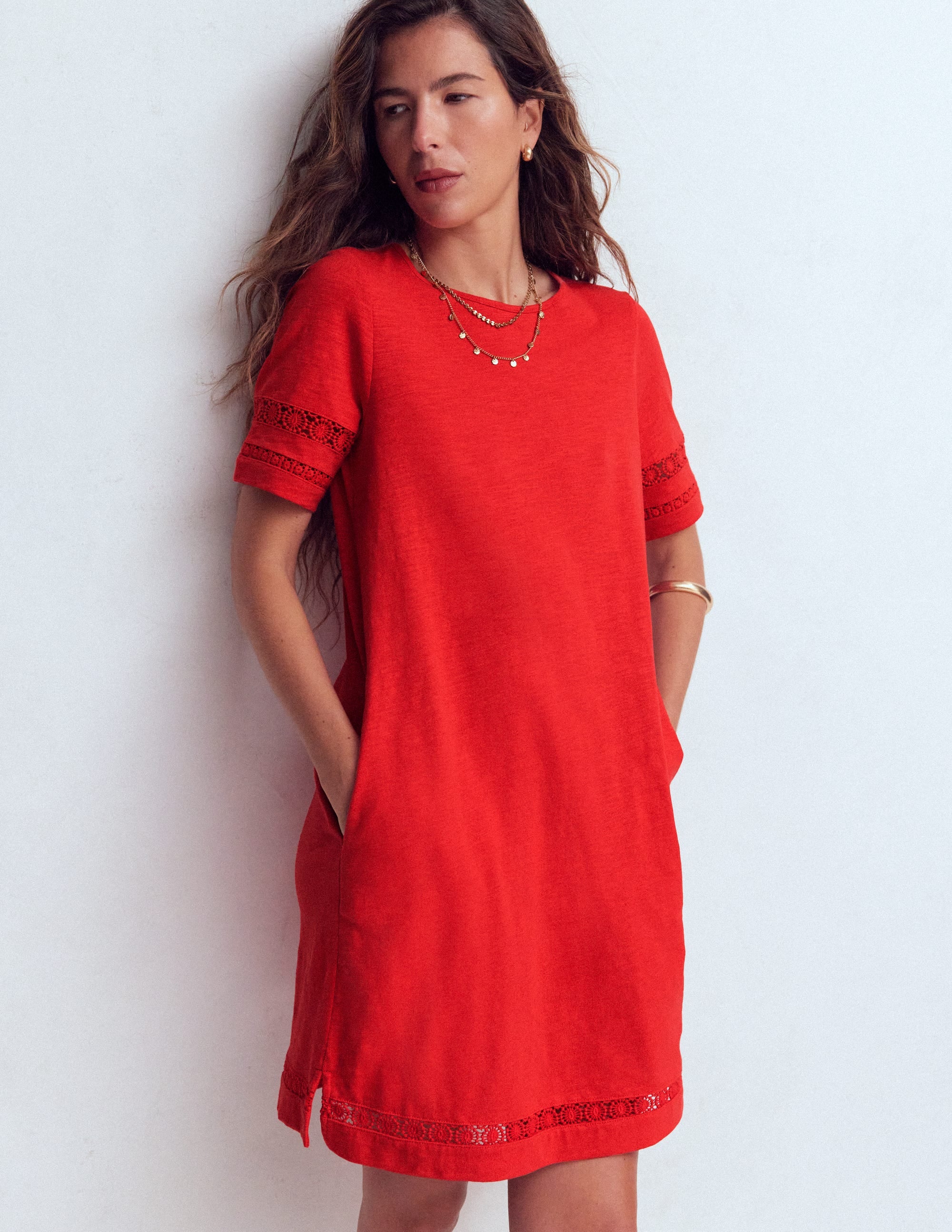 Hattie Jersey T-shirt Dress-Red Coral - Image 4