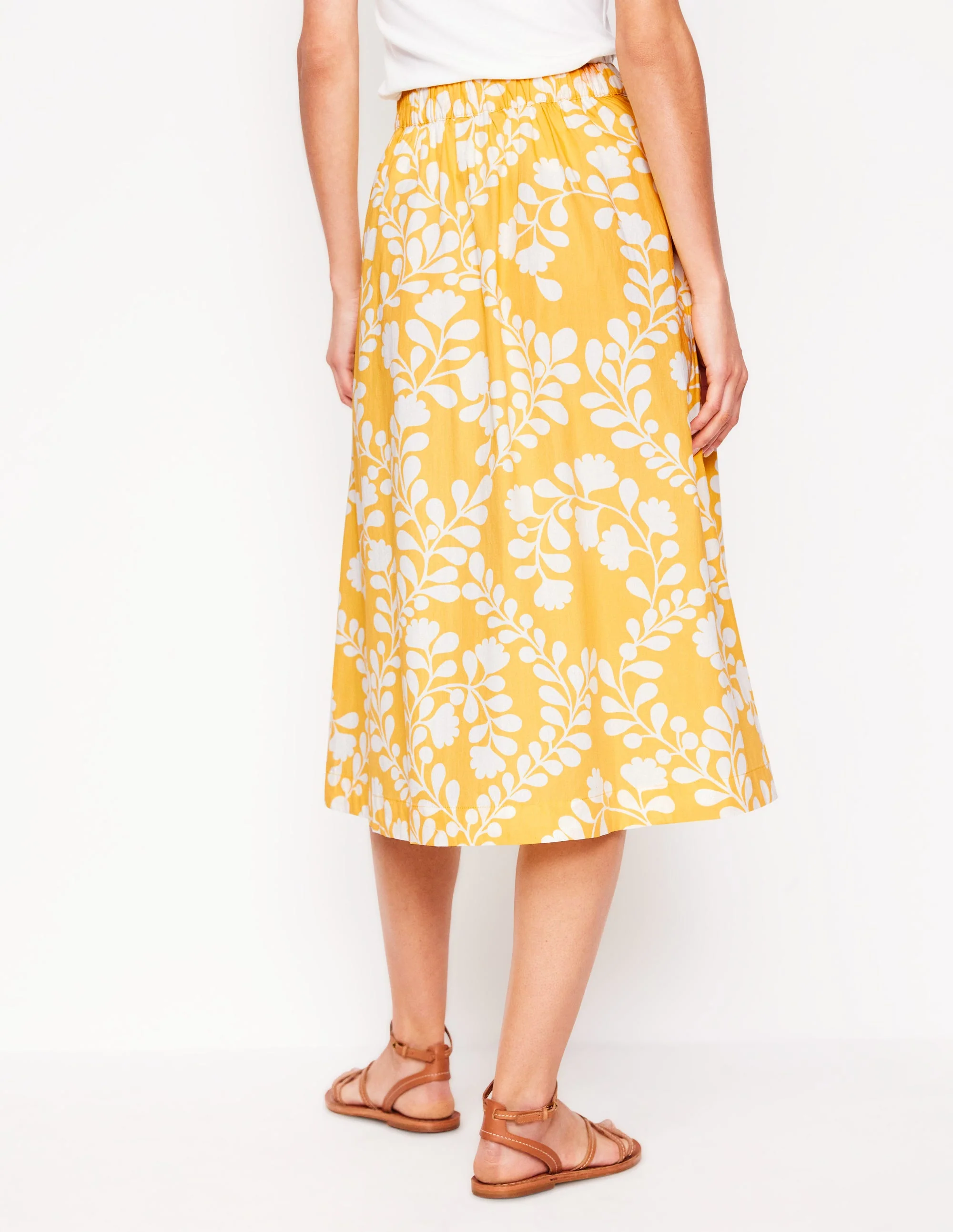 Hattie Poplin Midi Skirt-Yellow, Vine Silhouette - Image 3