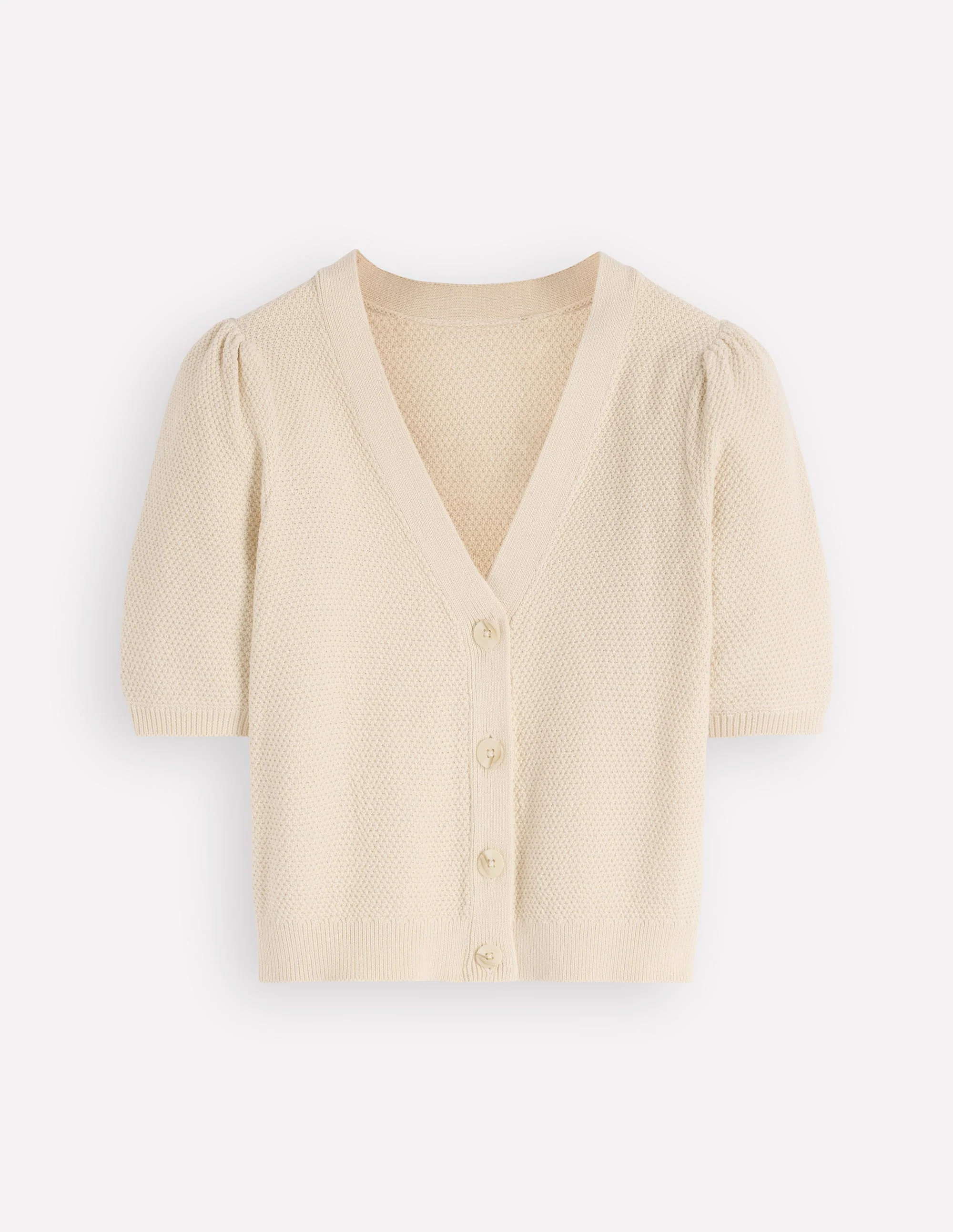 Hayley Cotton V-neck Cardigan-Warm Ivory - Image 6