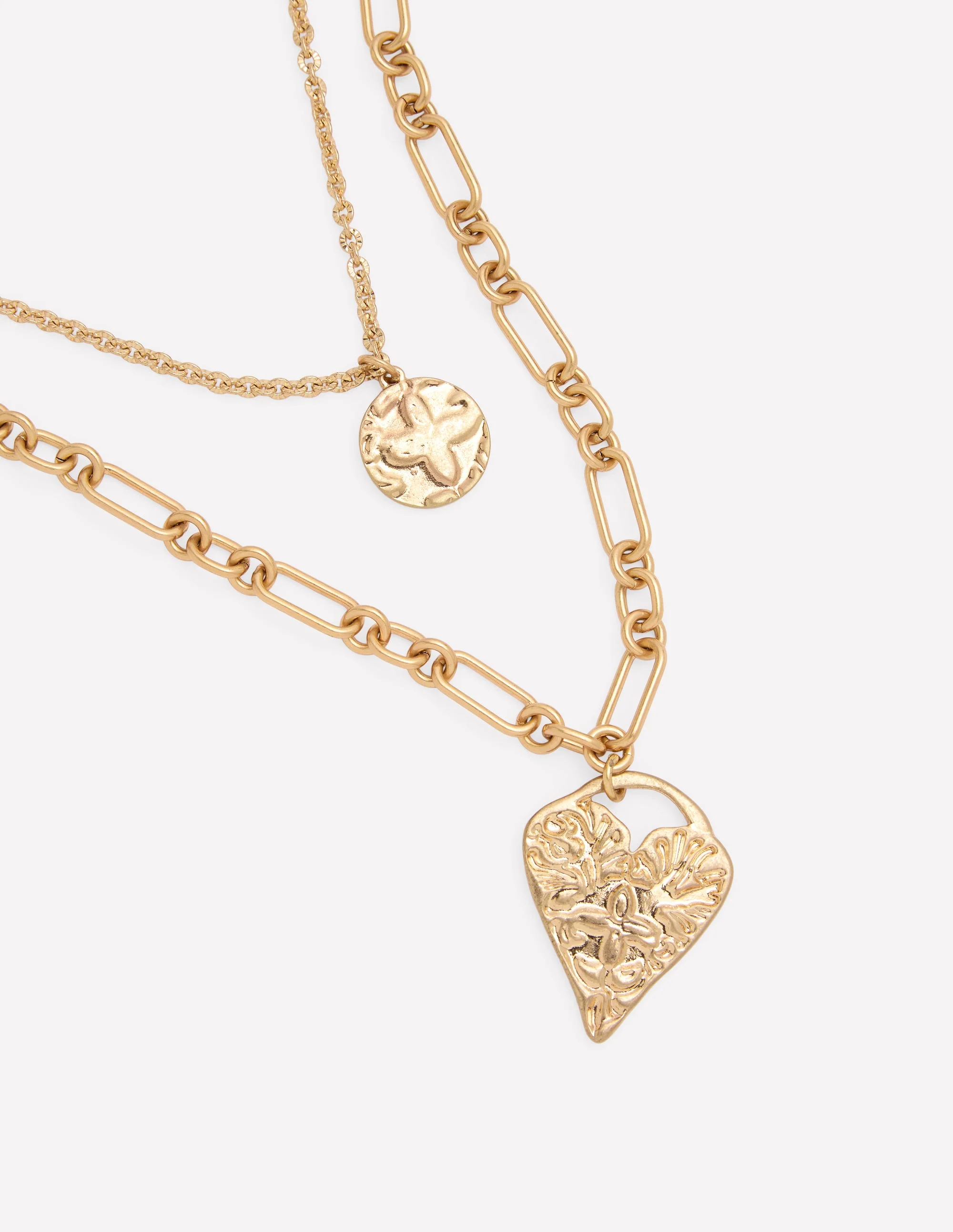 Heart Stamp Layer Necklace-Gold Colour - Image 3