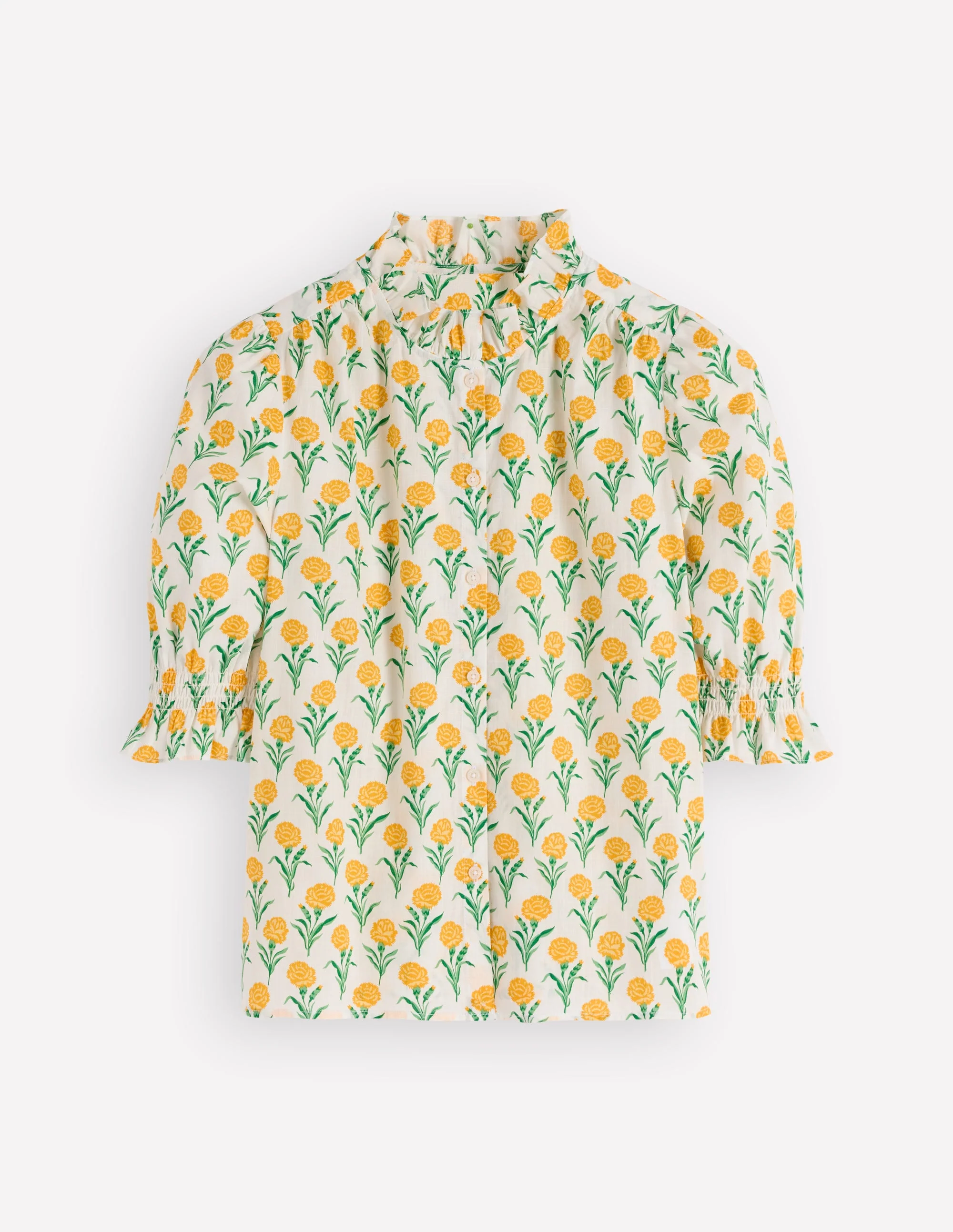 Heather Smocked Sleeve Top-Marigold, Carnation Stems - Image 7