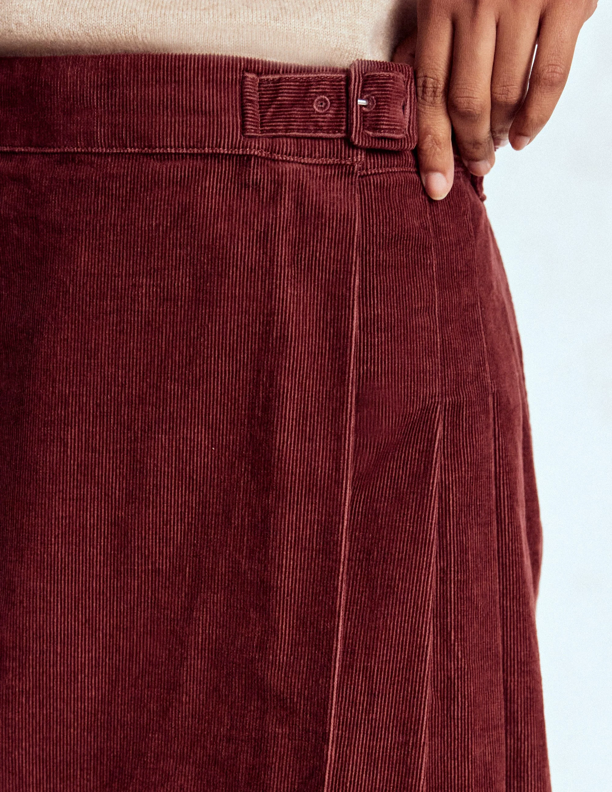 Helen Cord Kilt Skirt-Chestnut - Image 2