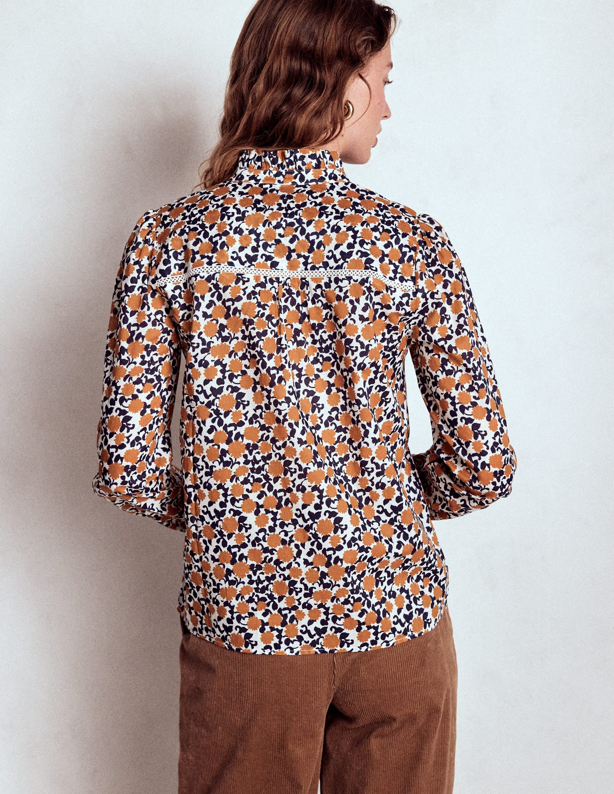 Helena Cotton Top-Cognac, Floweret Vine - Image 3