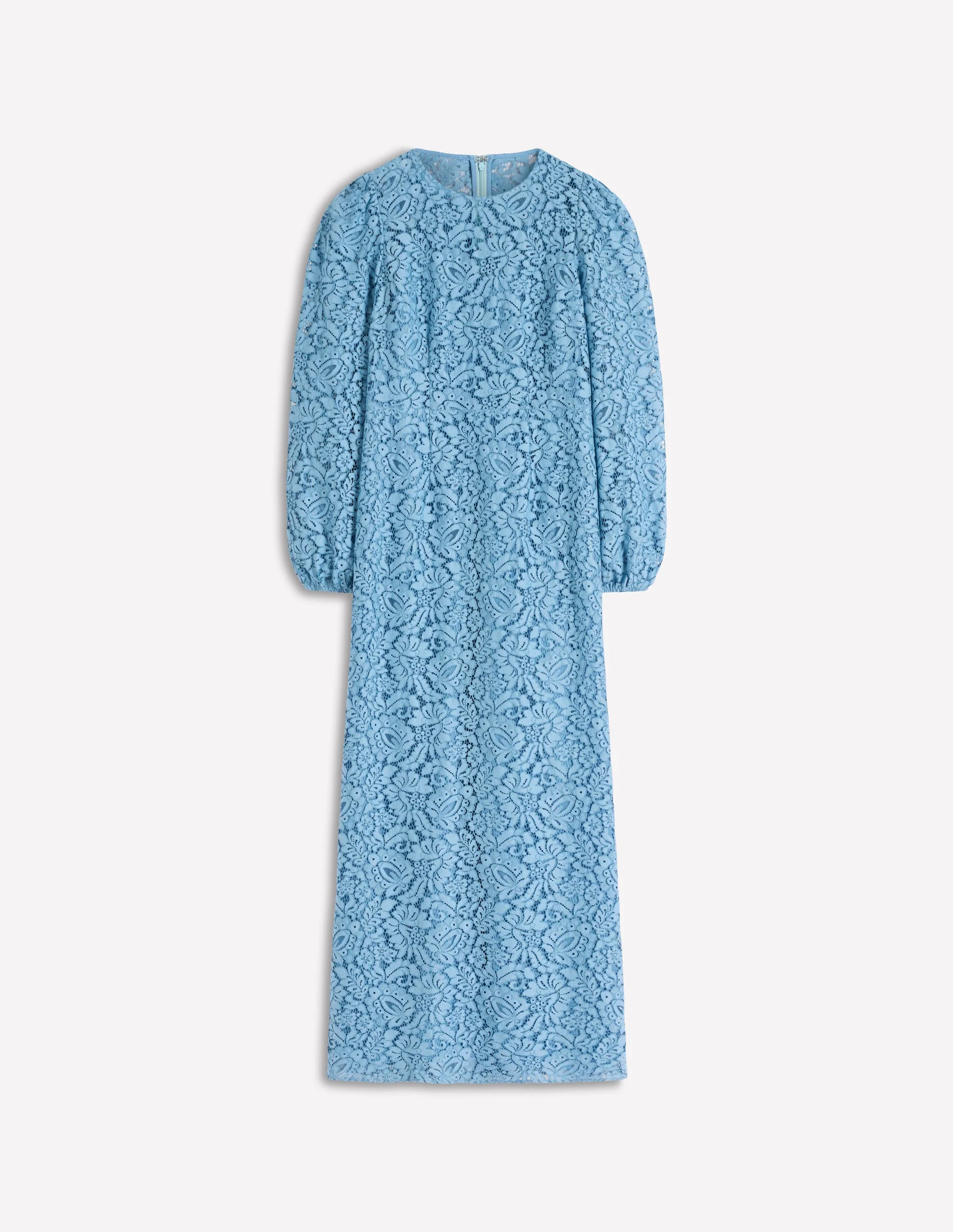 High Neck Lace Dress-Blue - Image 5