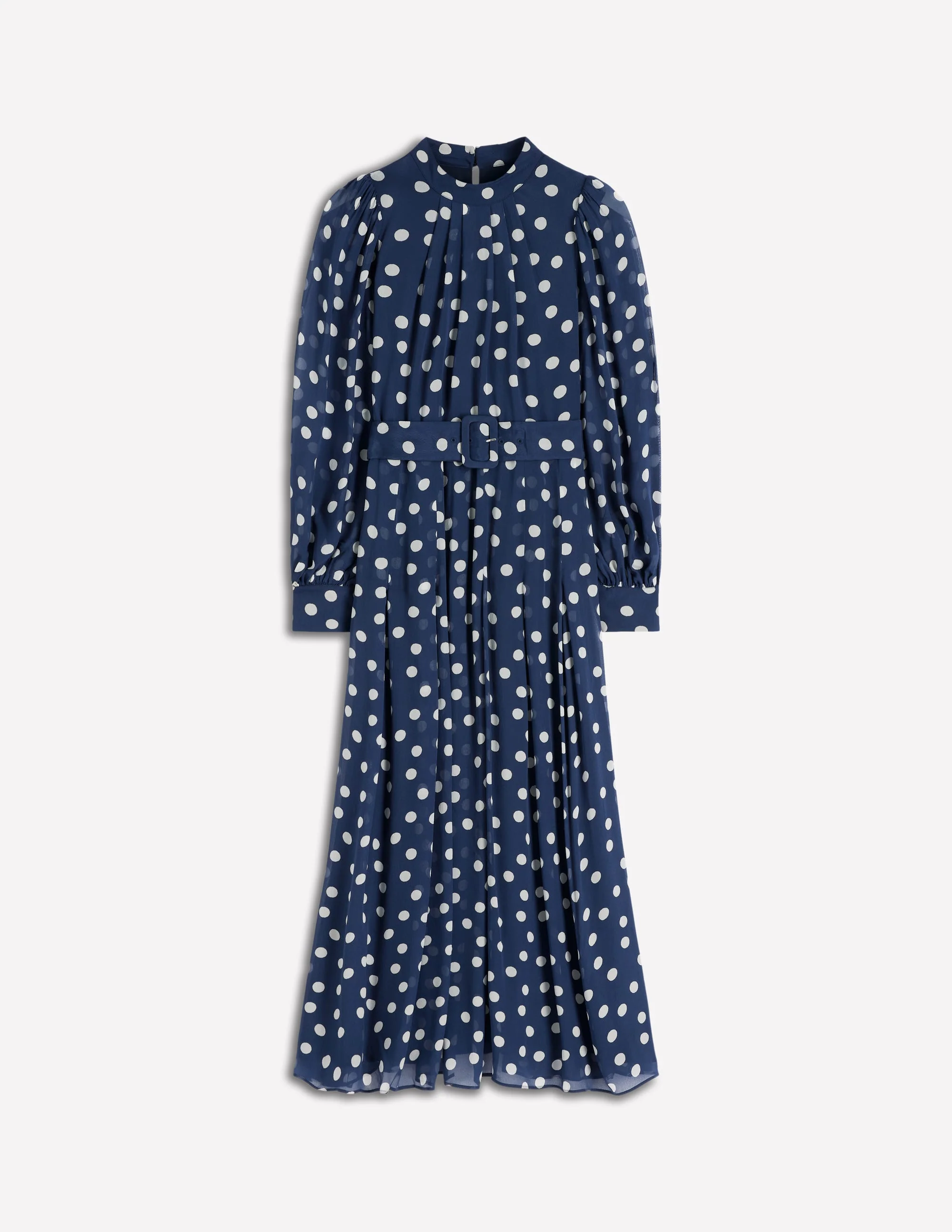 High Neck Occasion Dress-French Navy, Painted Dot - Image 5