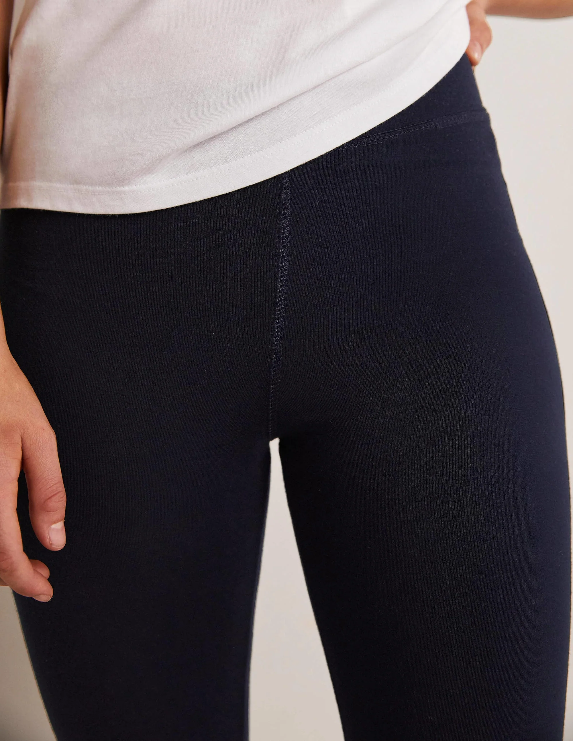 High Rise Crop Jersey Leggings-Navy - Image 2