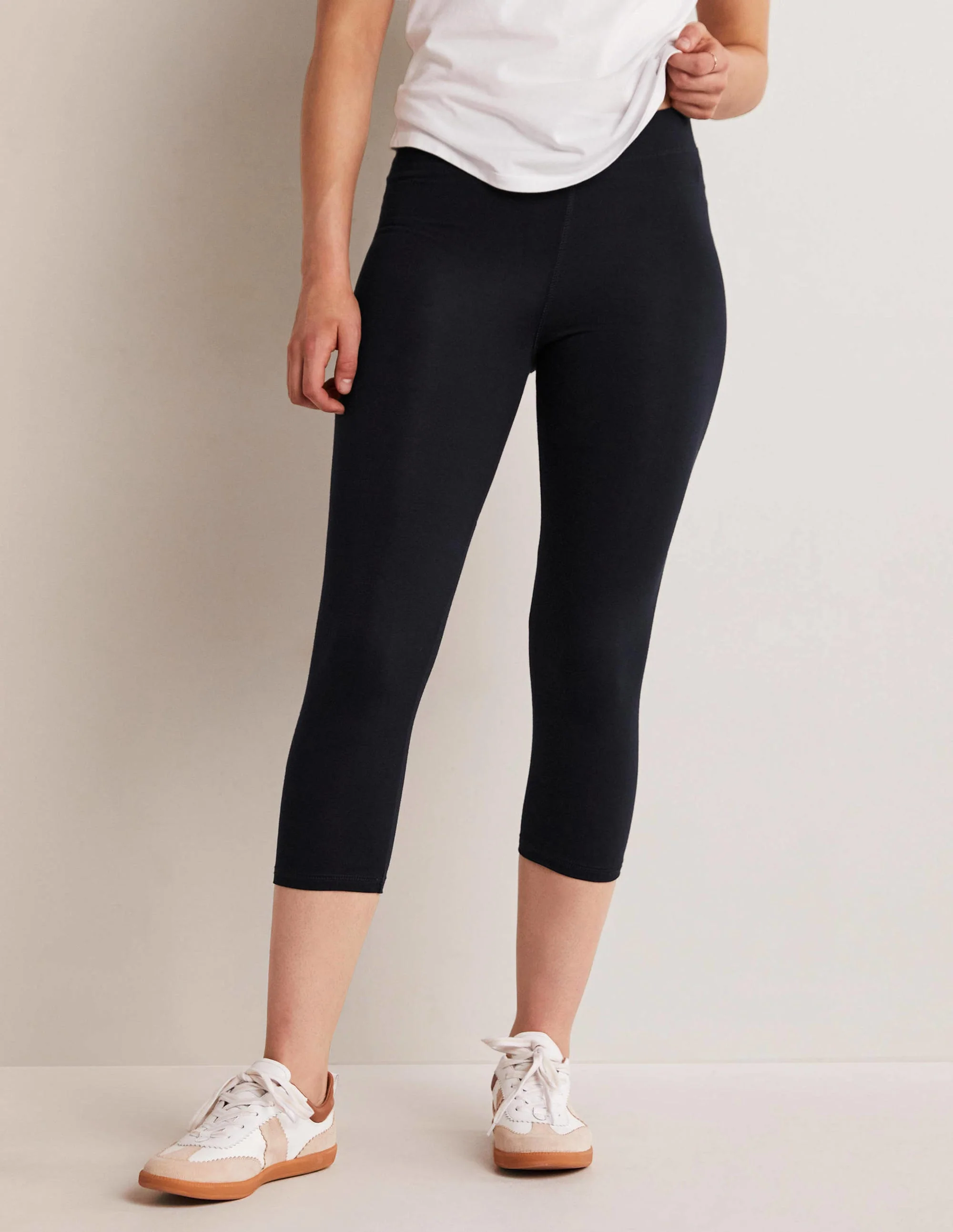 High Rise Crop Jersey Leggings-Navy - Image 8