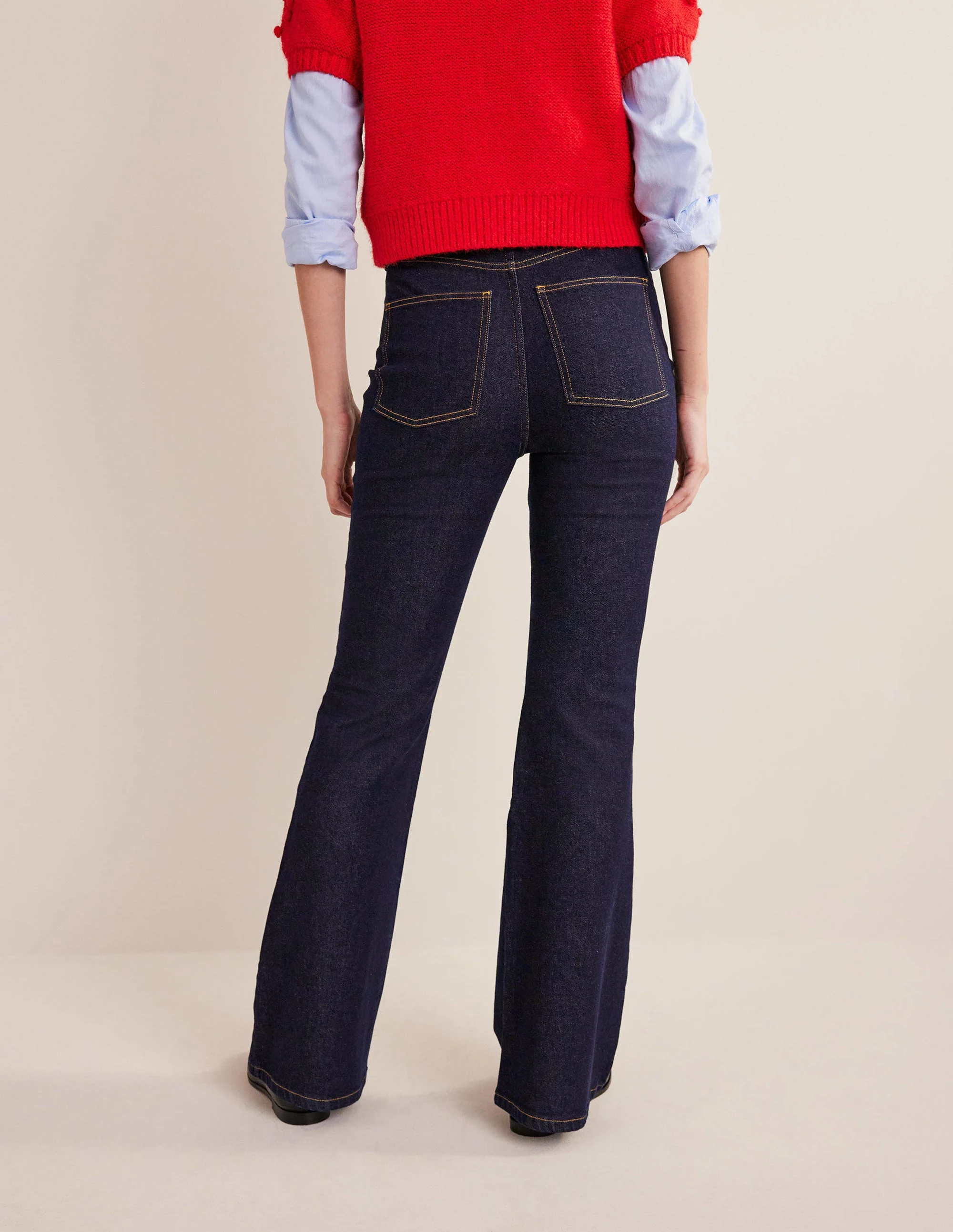 High Rise Flare Jeans-Indigo - Image 5