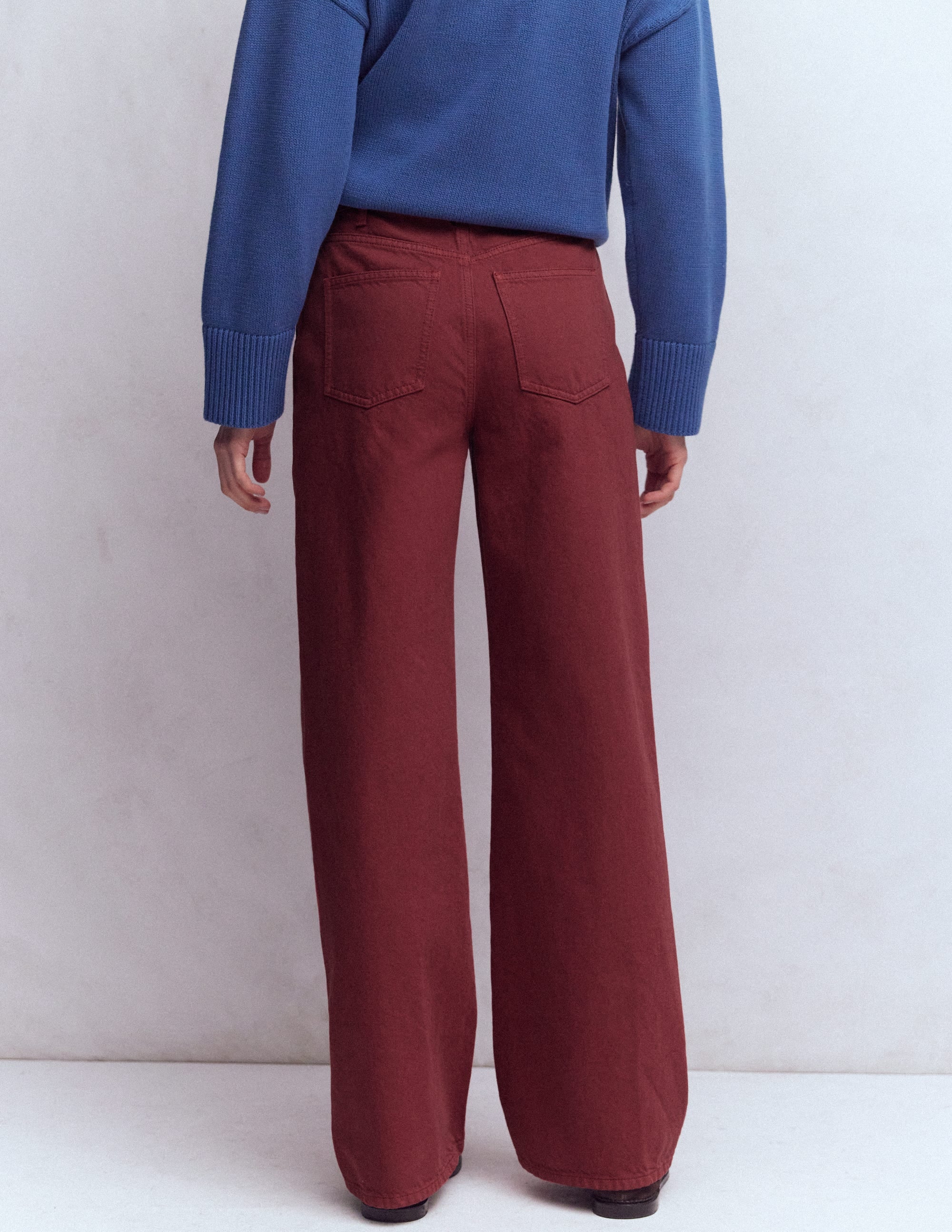 High Rise Pleat Wide Leg Jeans-Burnt Orange - Image 3