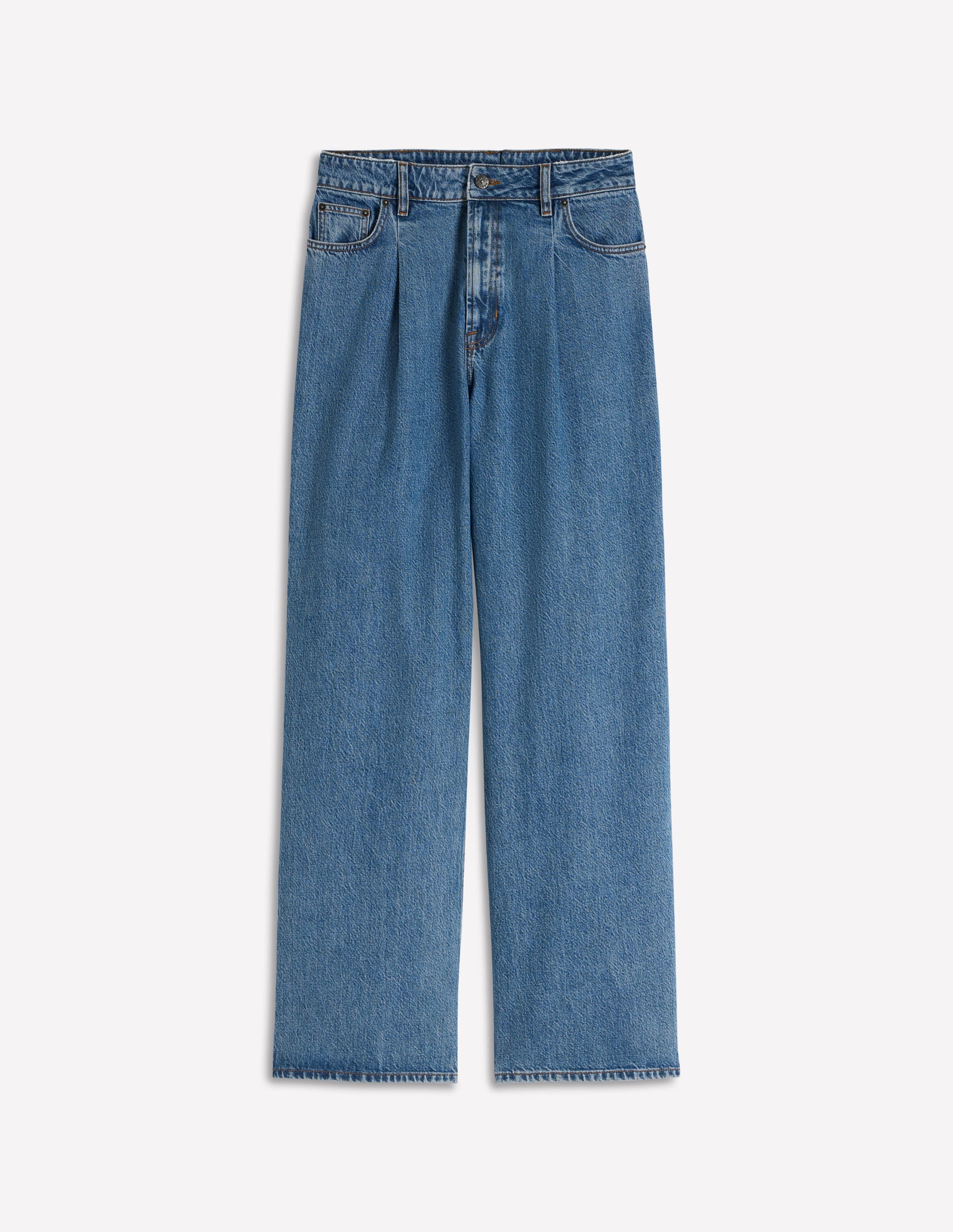 High Rise Pleat Wide Leg Jeans-Mid Vintage - Image 6