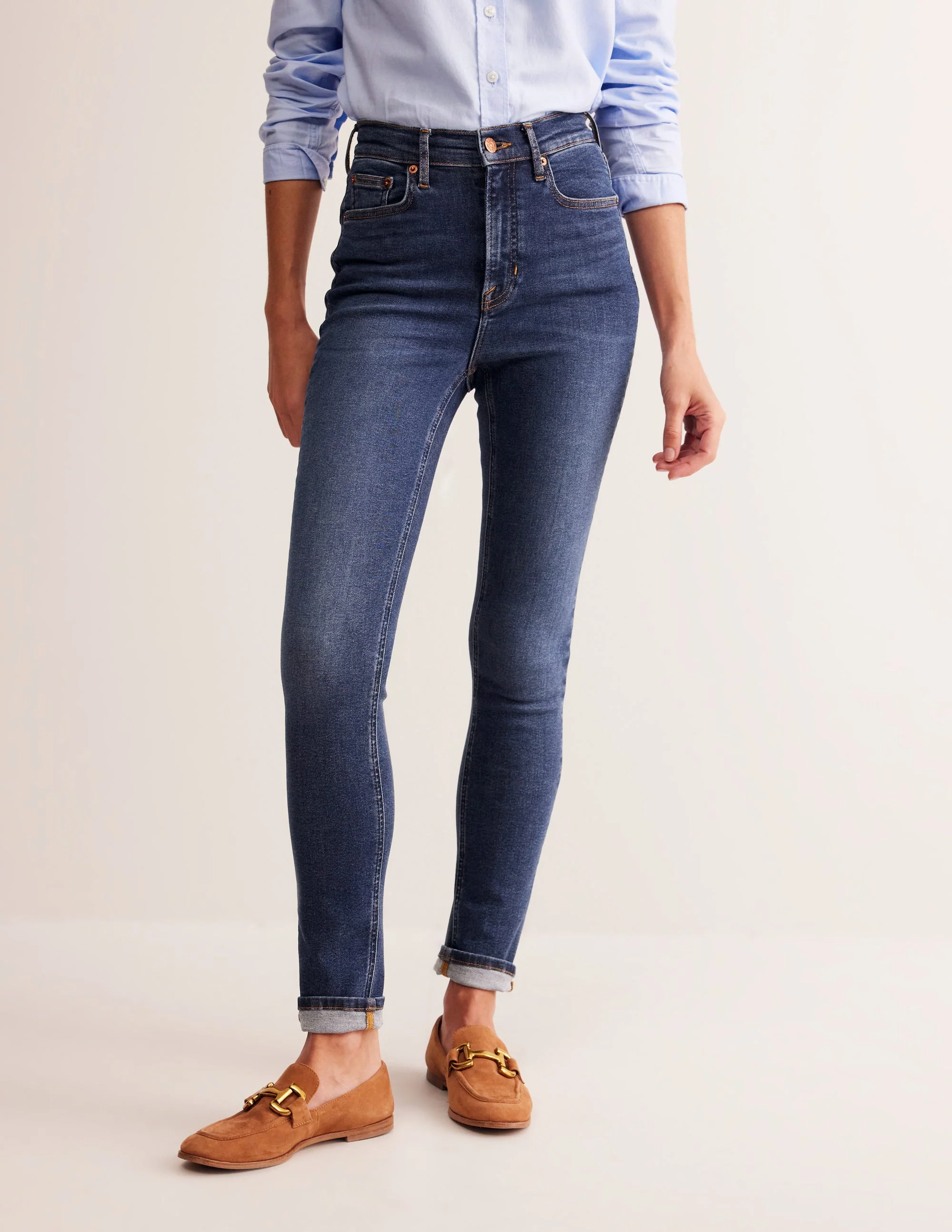 High Rise Skinny Jeans-Mid Wash - Image 4