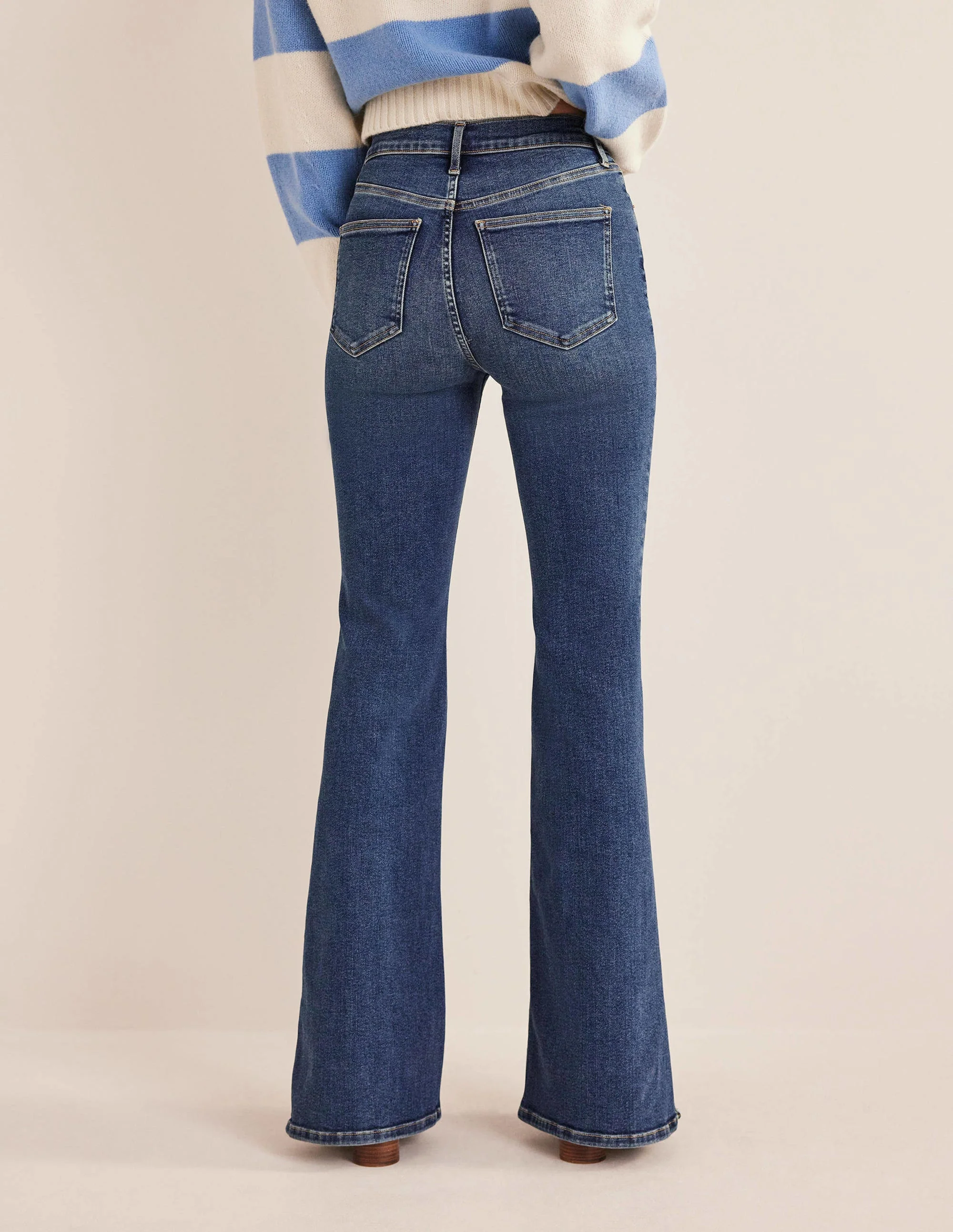 High Rise Split Flare Jeans-Indigo - Image 3