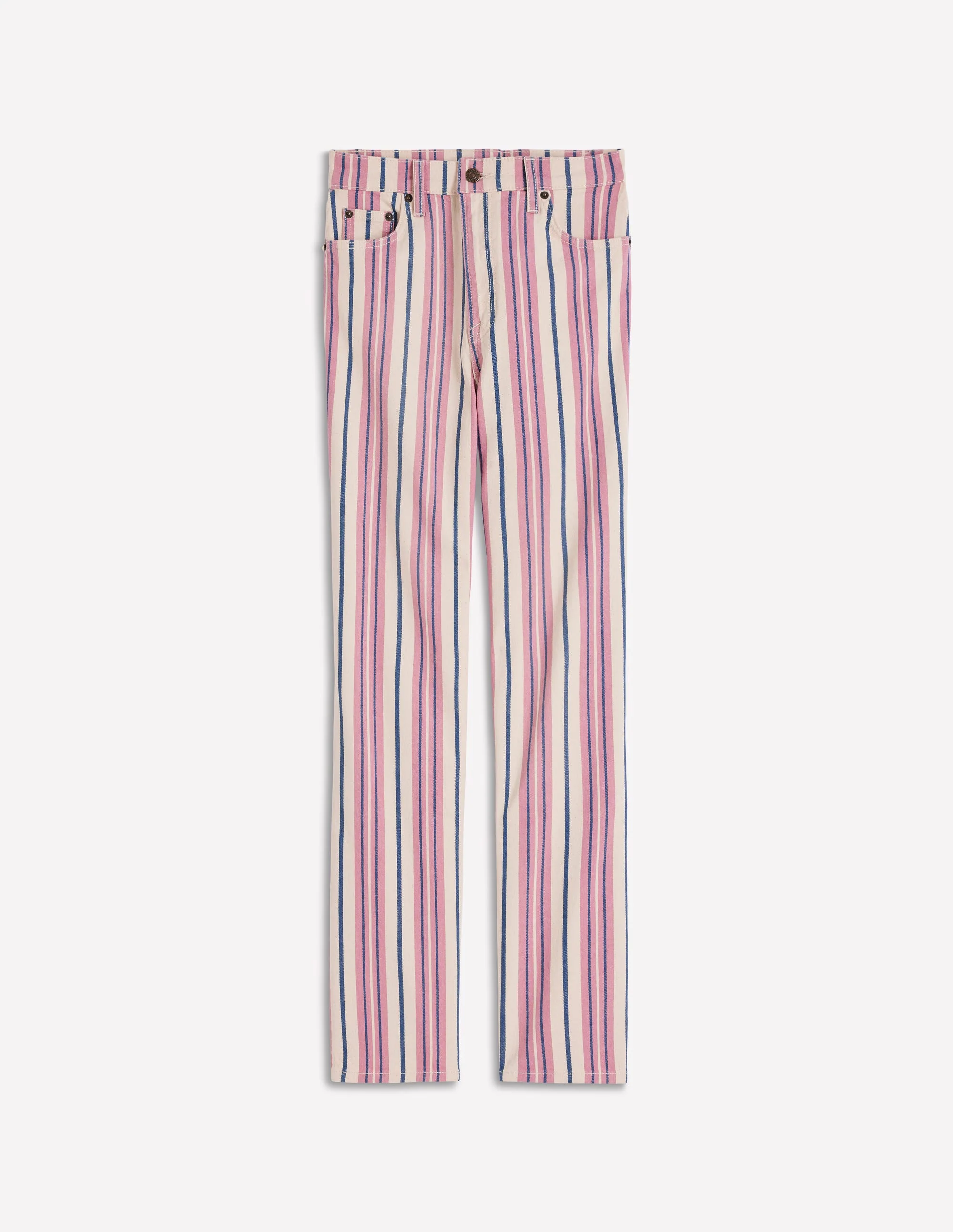 High Rise Straight Jeans-Pink, Blue & Ivory Stripe - Image 6