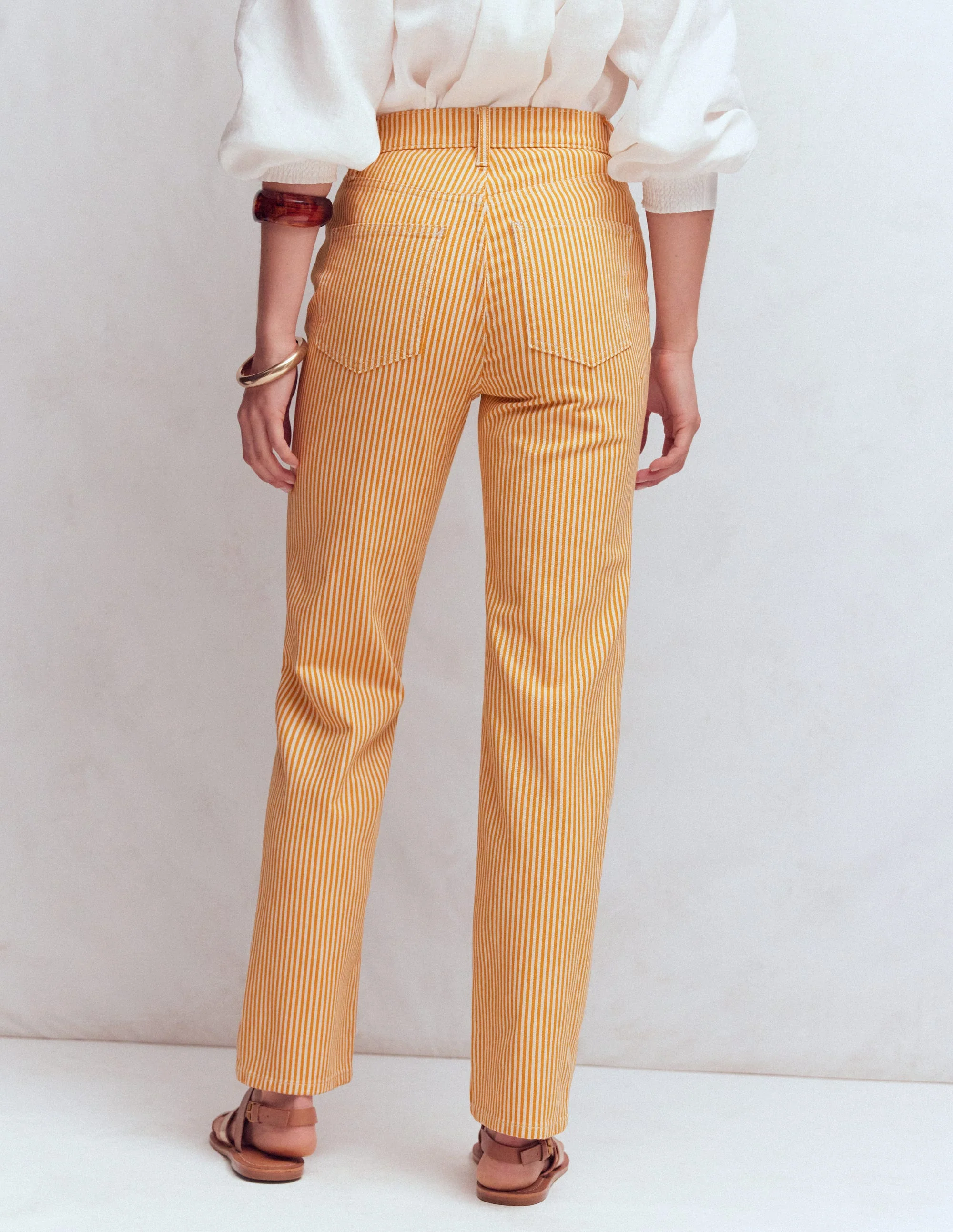High Rise Straight Jeans-Yellow Stripe - Image 3