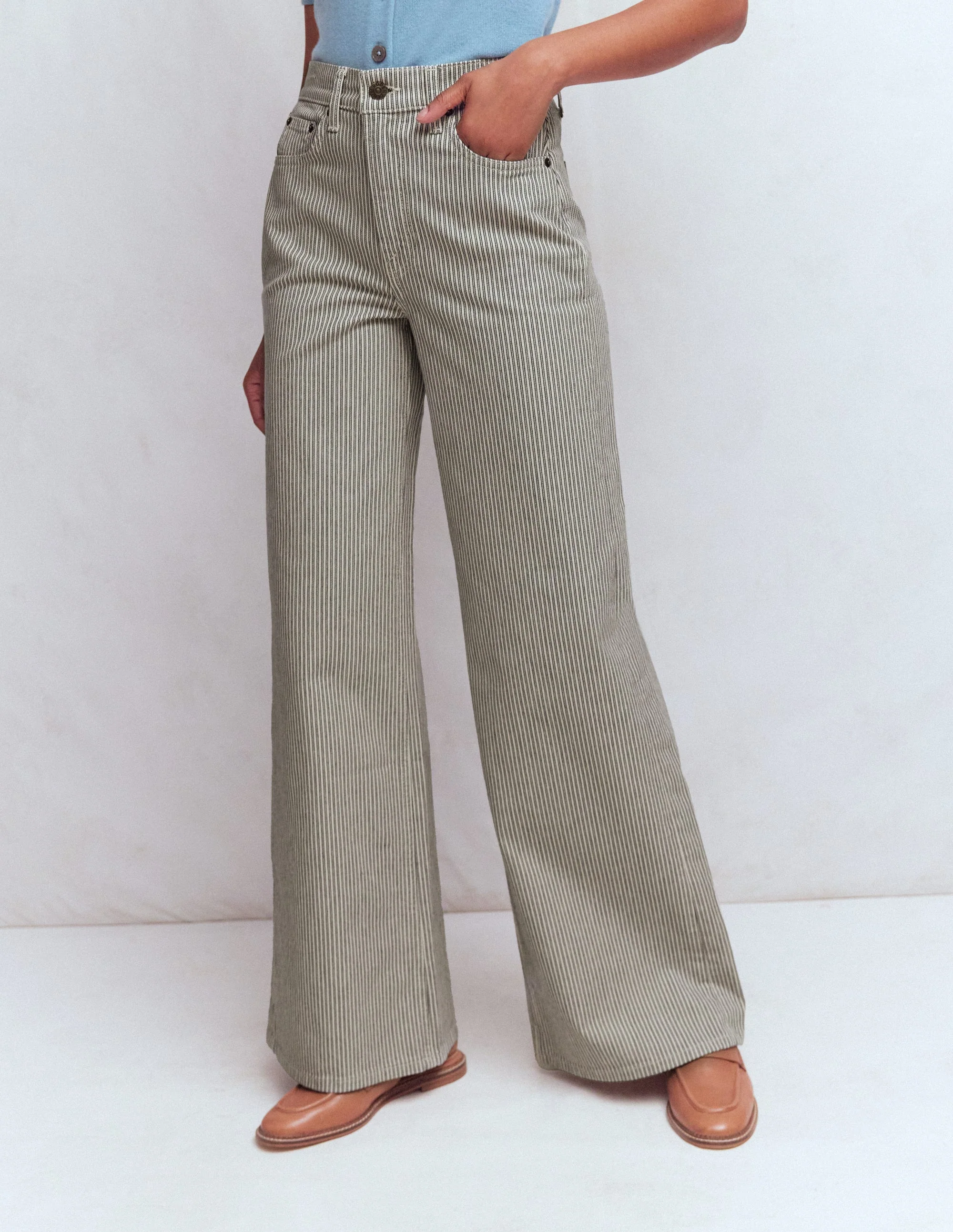 High Rise Wide Leg Jeans-Blue Stripe - Image 4
