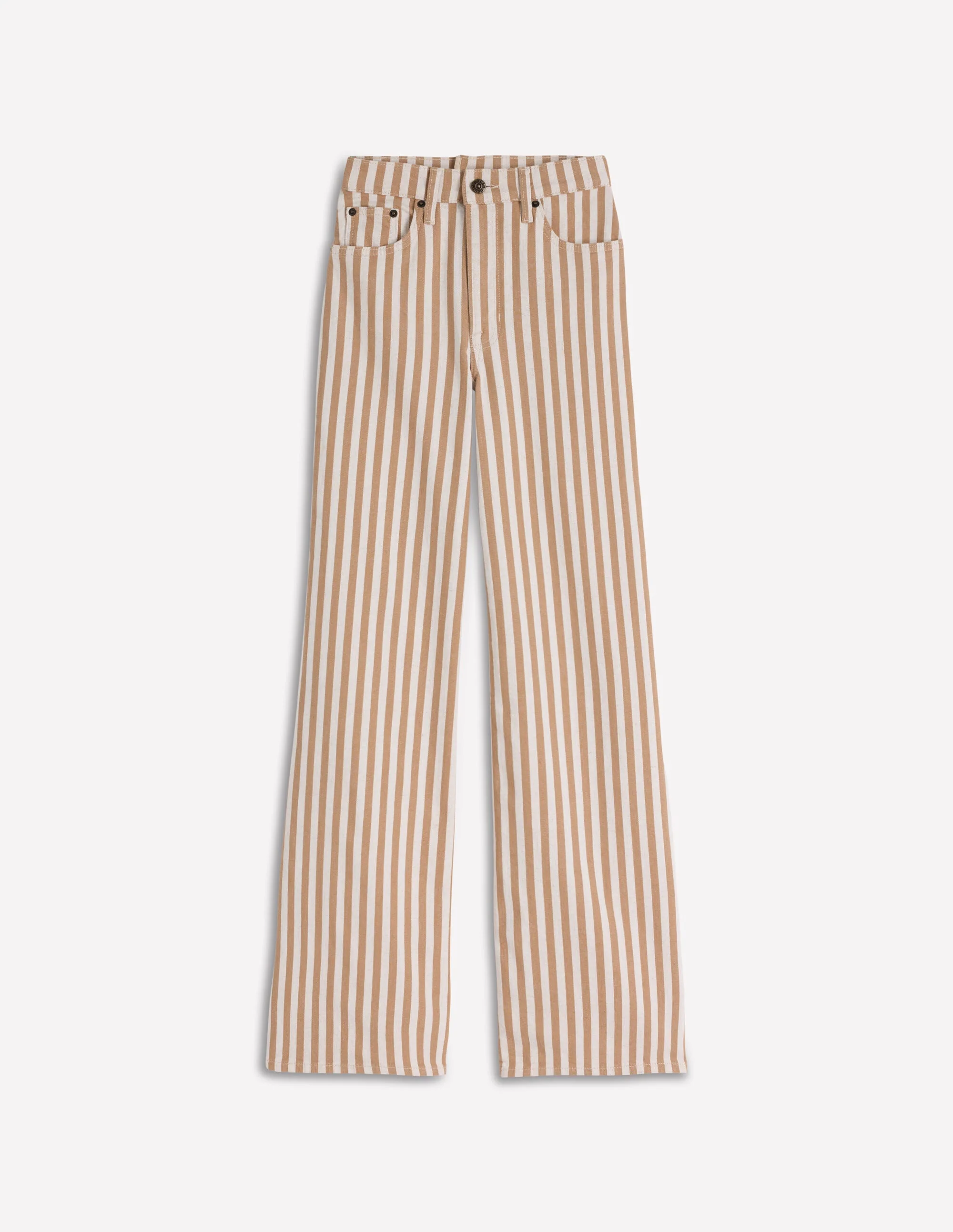 High Rise Wide Leg Jeans-Ecru Tan Stripe - Image 7