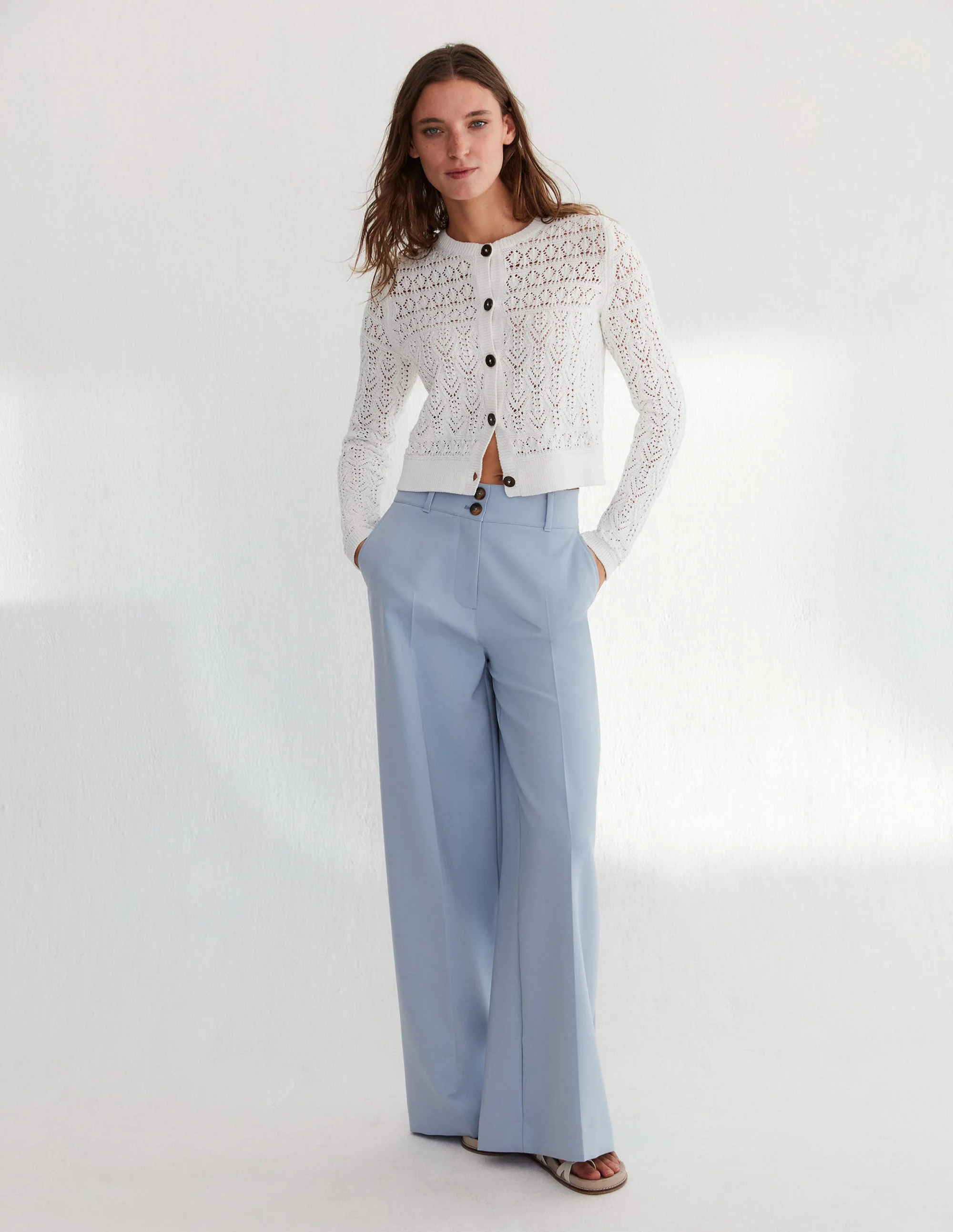 High Rise Wide Leg Pants-Blue Blizzard - Image 6