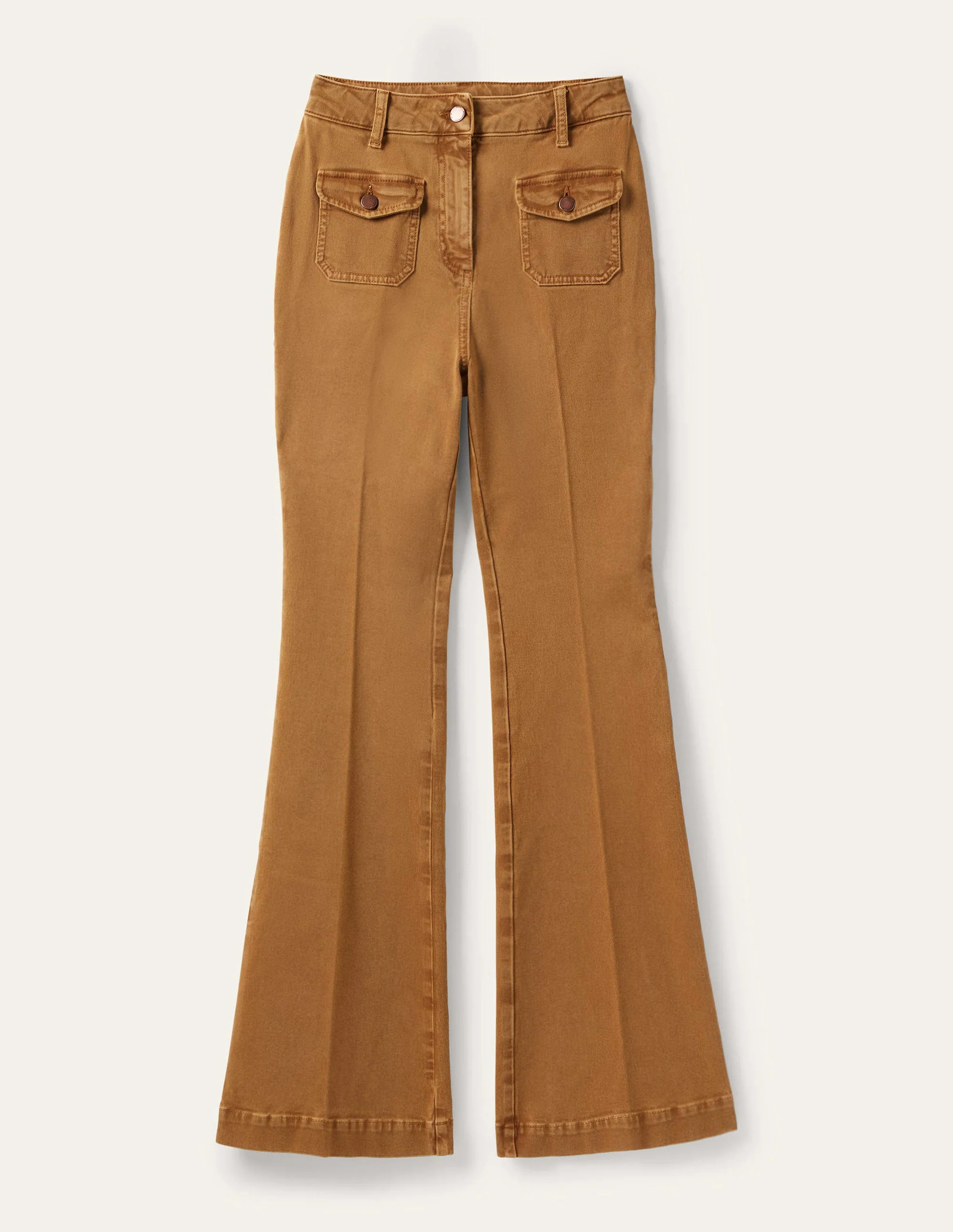 High Waist Flare Pants-Butterscotch Brown - Image 11