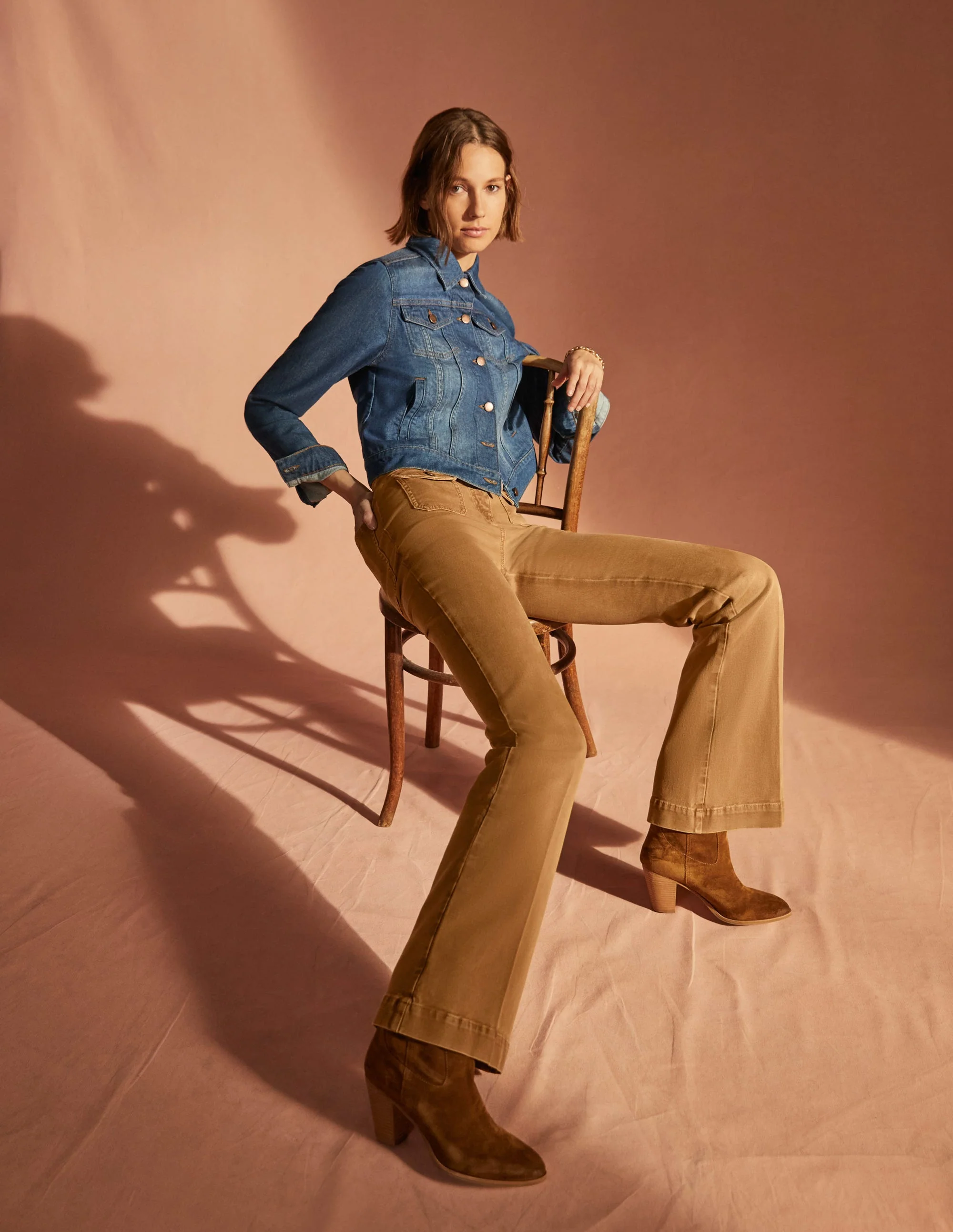 High Waist Flare Pants-Butterscotch Brown - Image 12