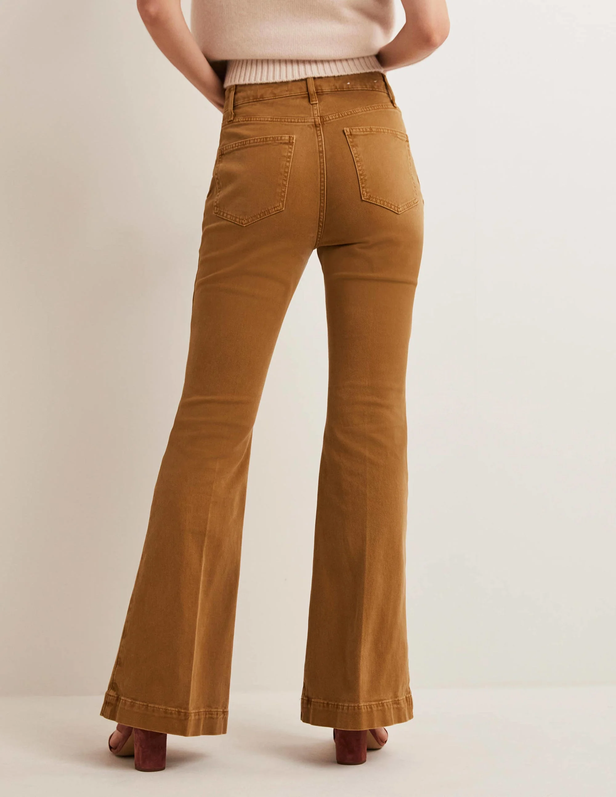 High Waist Flare Pants-Butterscotch Brown - Image 3