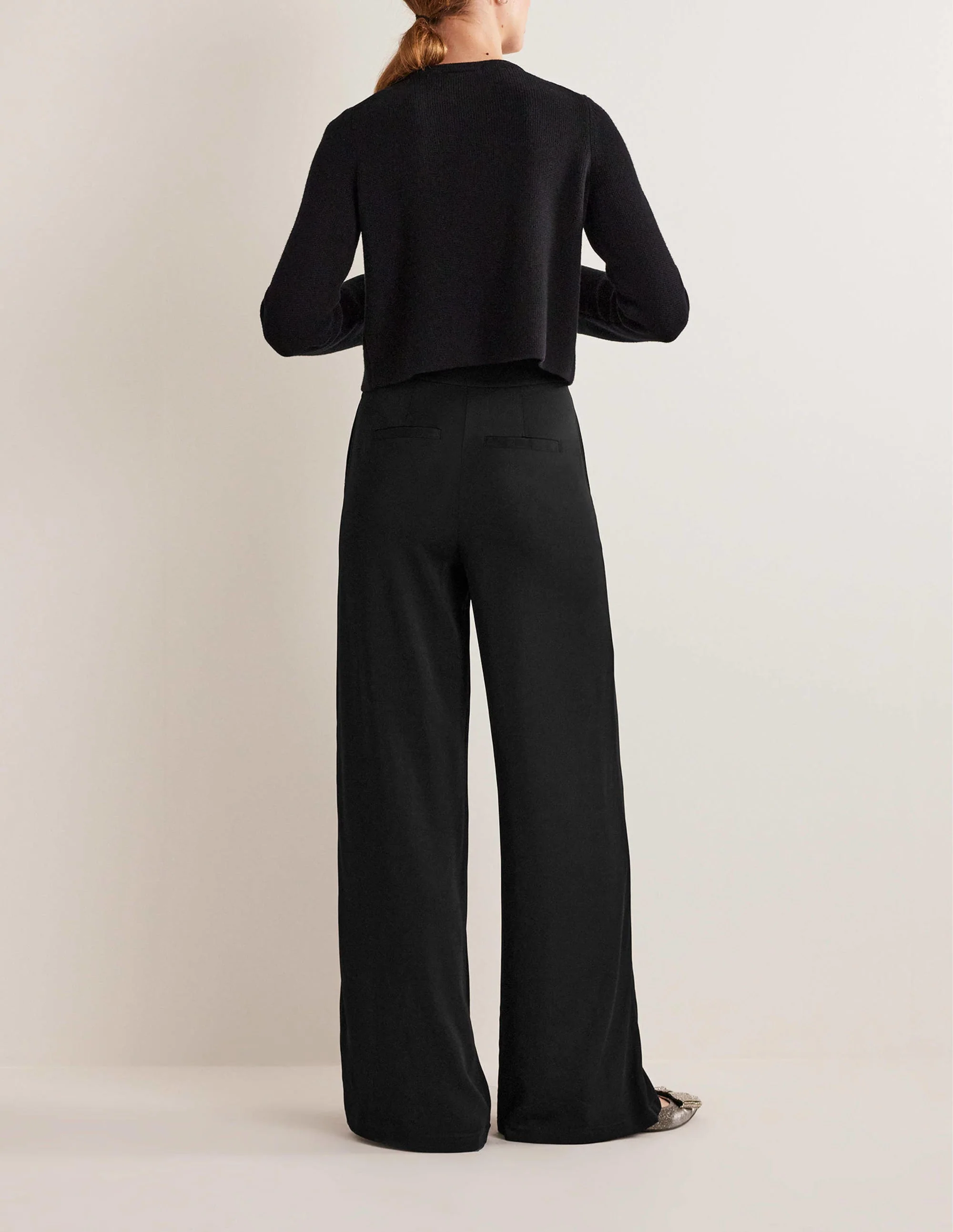 High Waisted Wide Leg Pants-Black - Image 3
