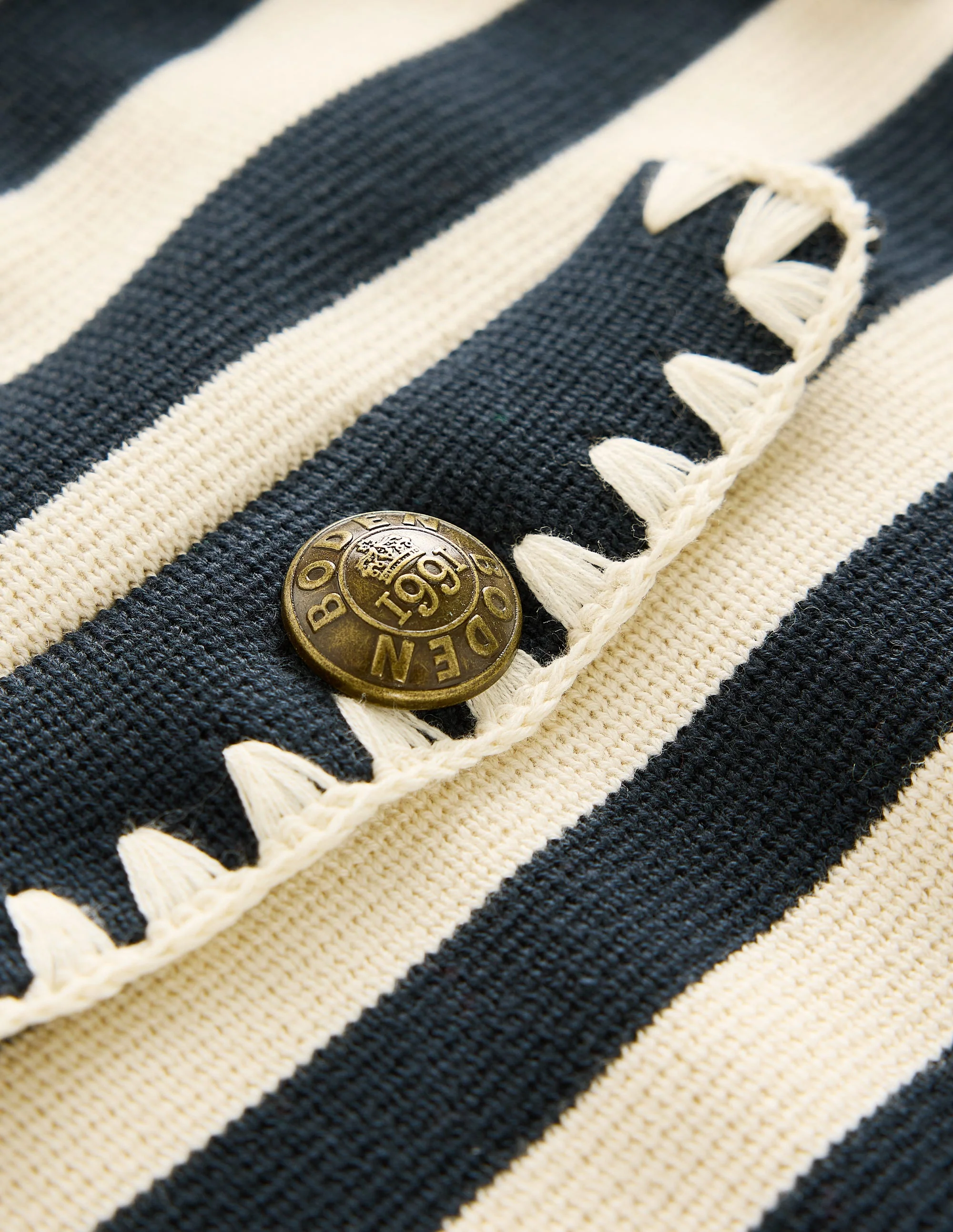 Holly Collared Knitted Jacket-Navy/ Ivory - Image 7