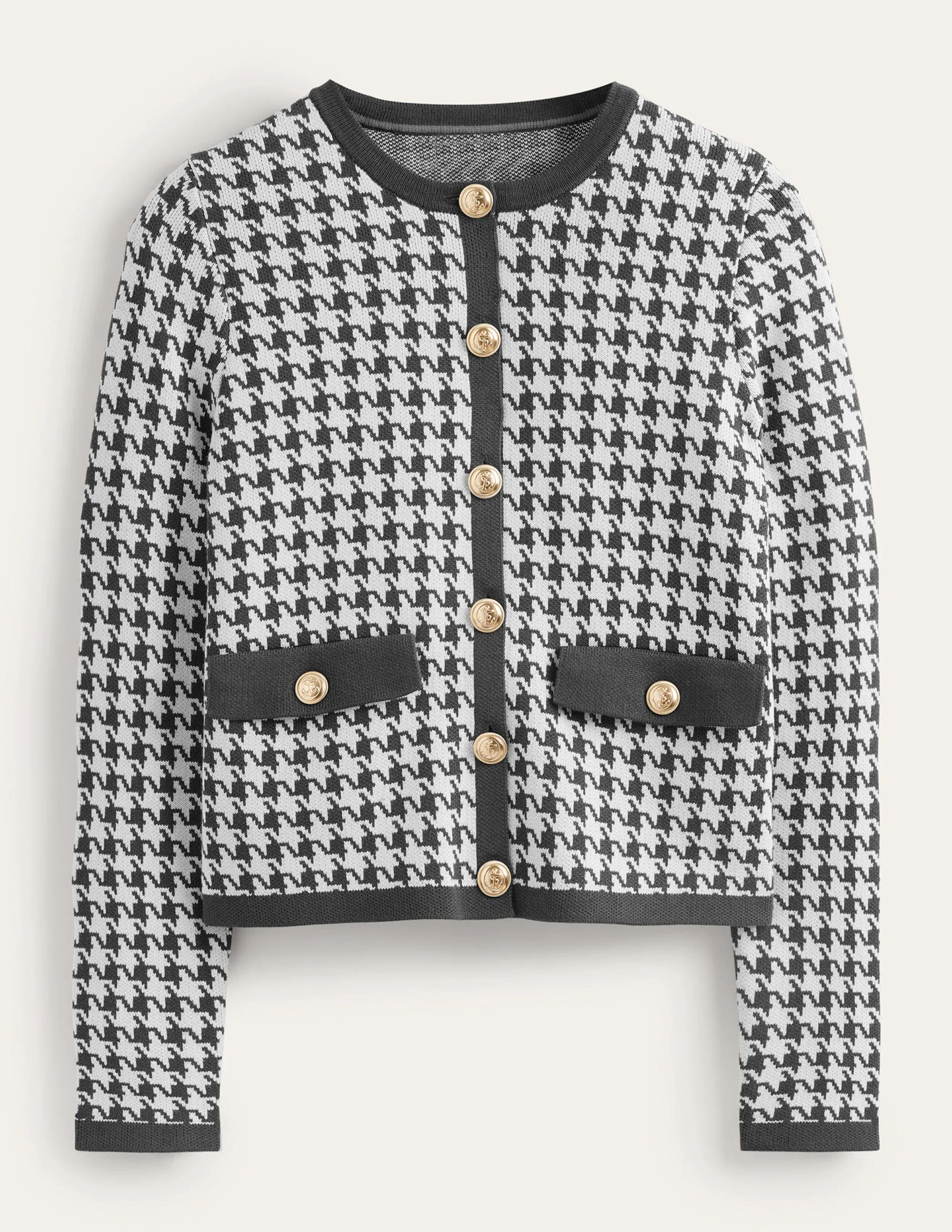 Holly Knitted Jacket-Charcoal / Ivory Houndstooth - Image 5