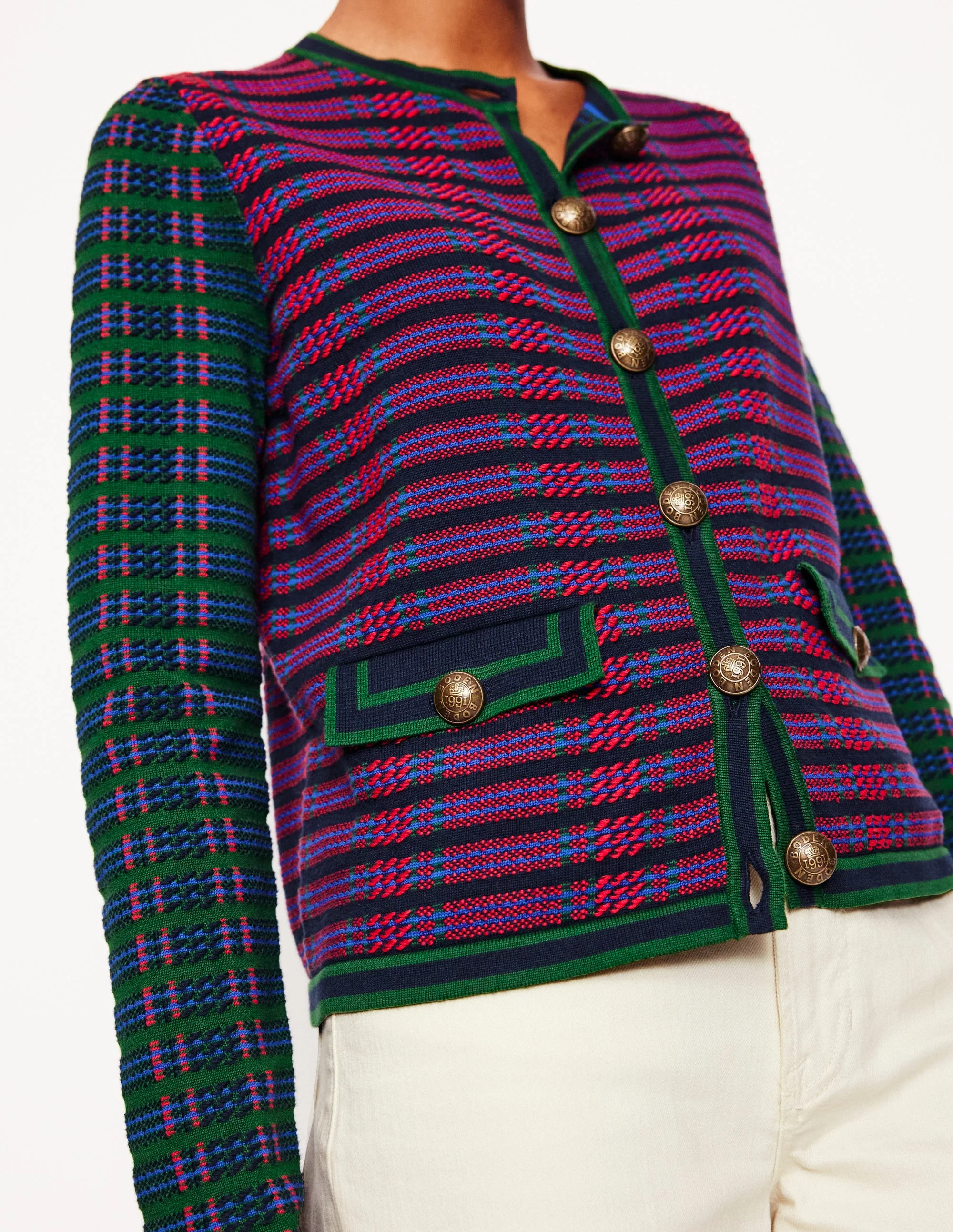 Holly Knitted Jacket-Multi, Check - Image 2