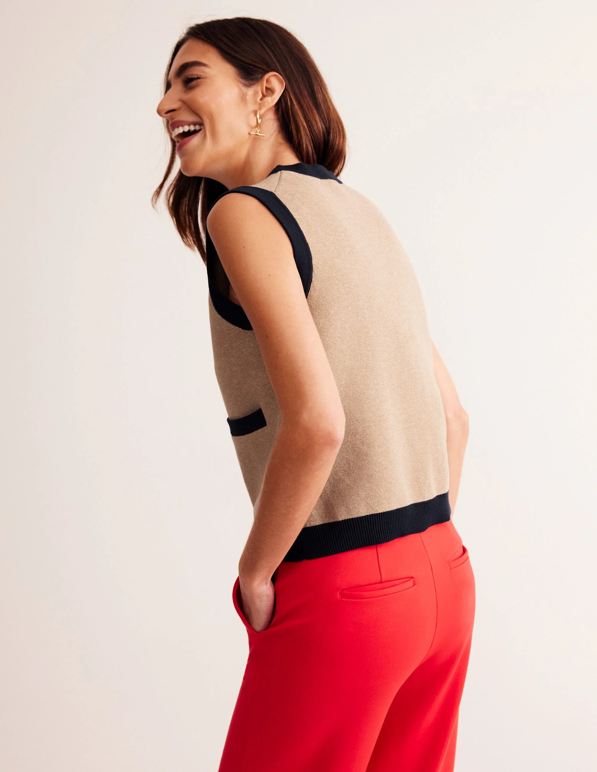 Holly Knitted Waistcoat-Camel Melange - Image 3