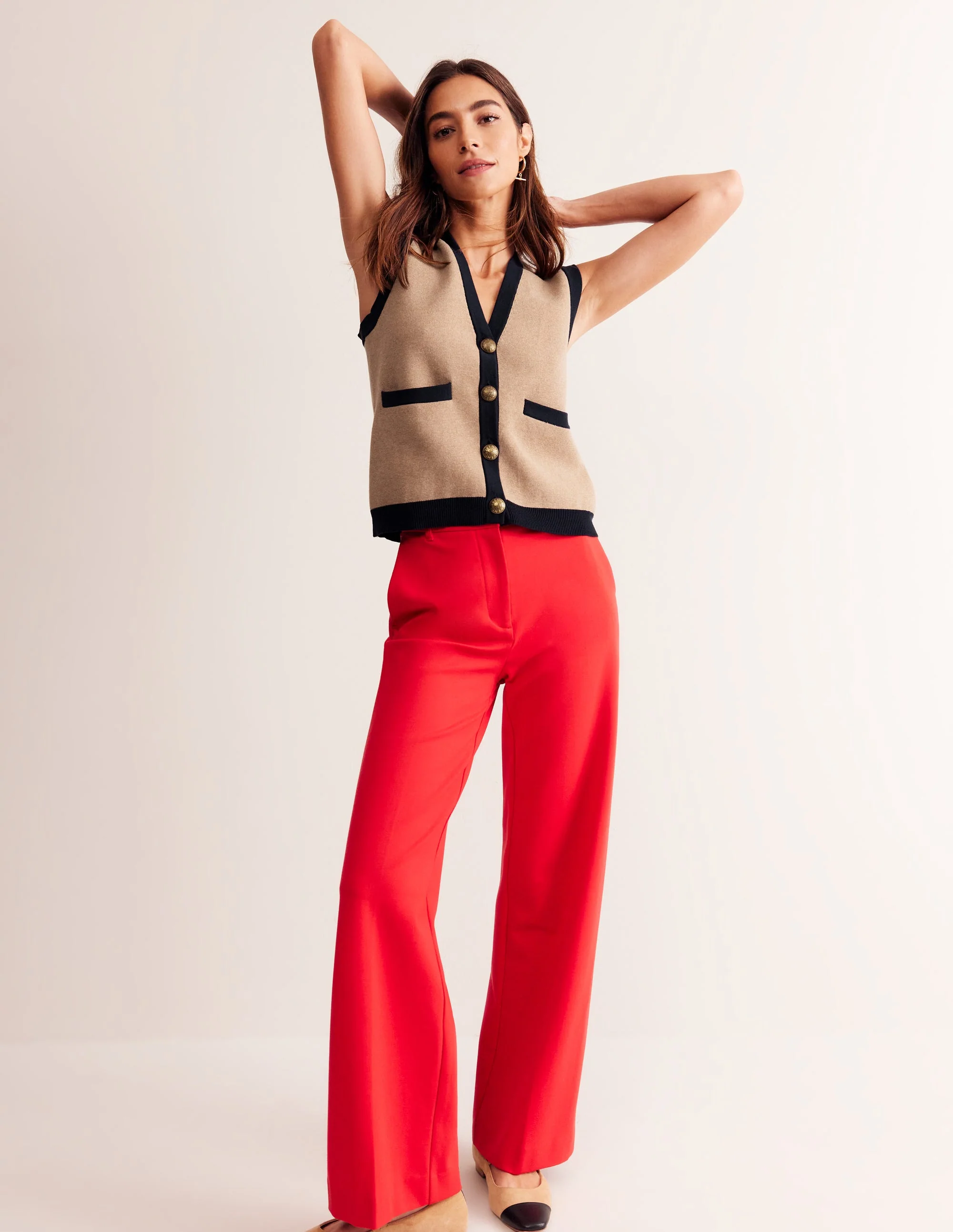 Holly Knitted Waistcoat-Camel Melange - Image 4