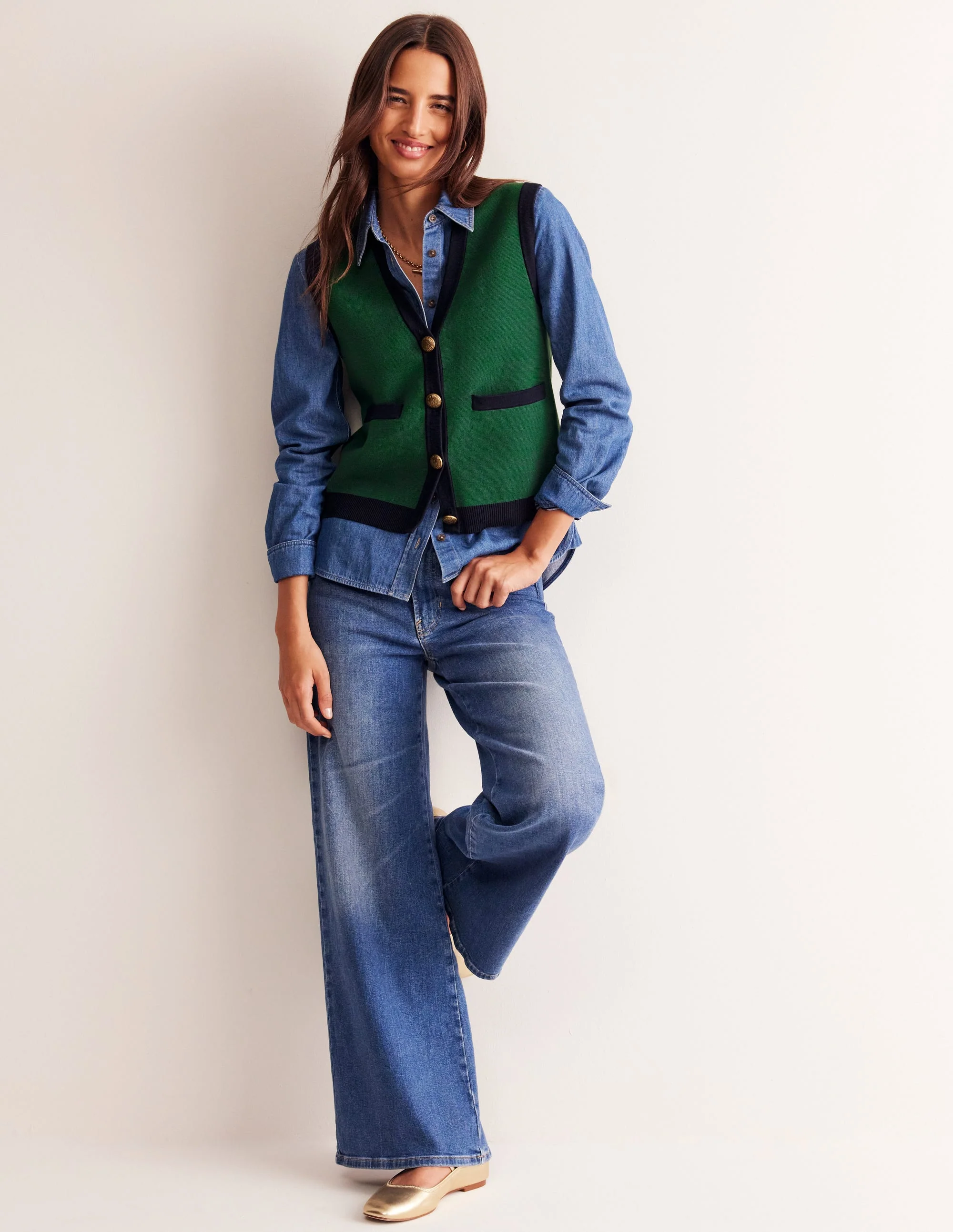 Holly Knitted Waistcoat-Eden Green - Image 5