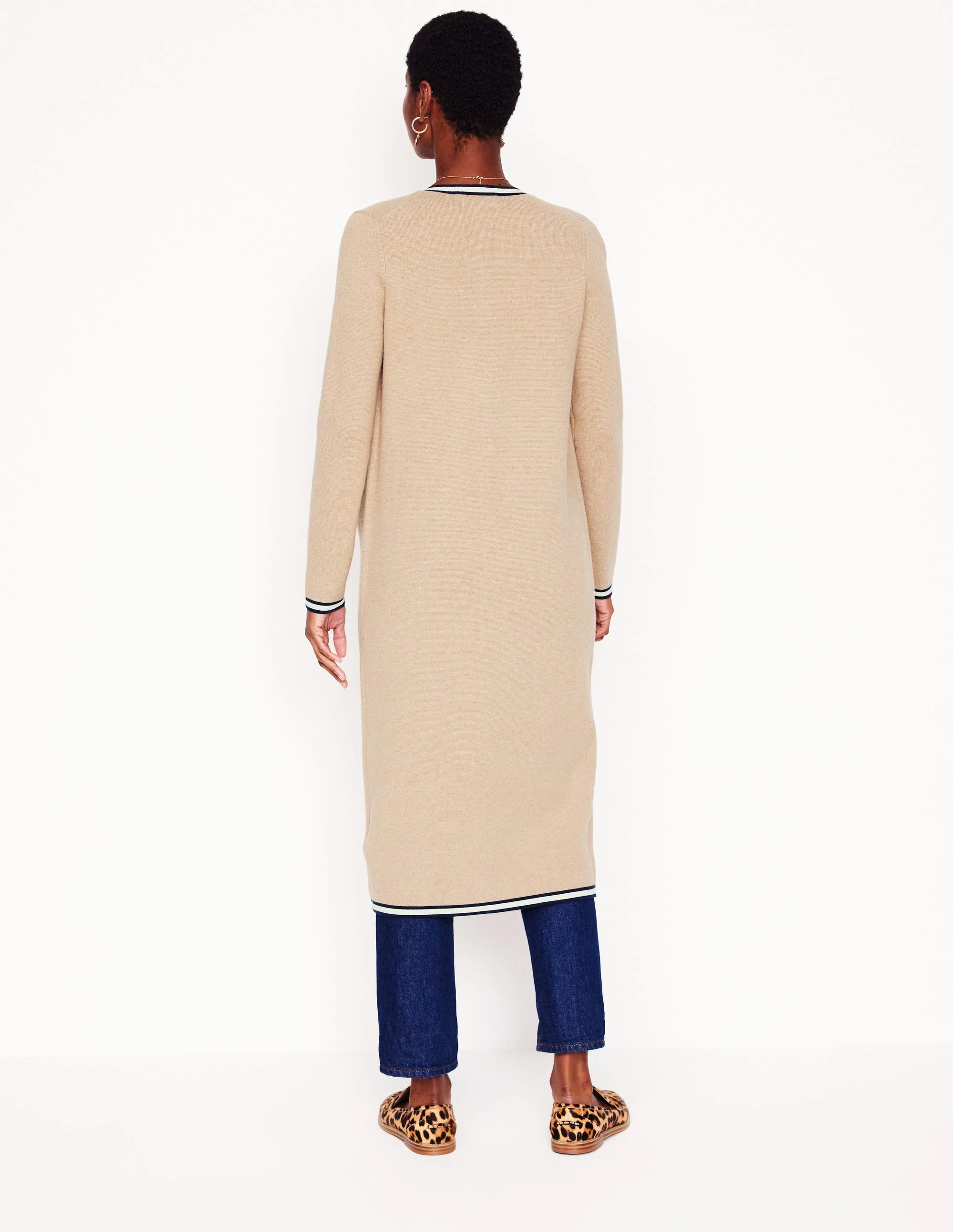 Holly Longline Knitted Jacket-Camel Melange - Image 3