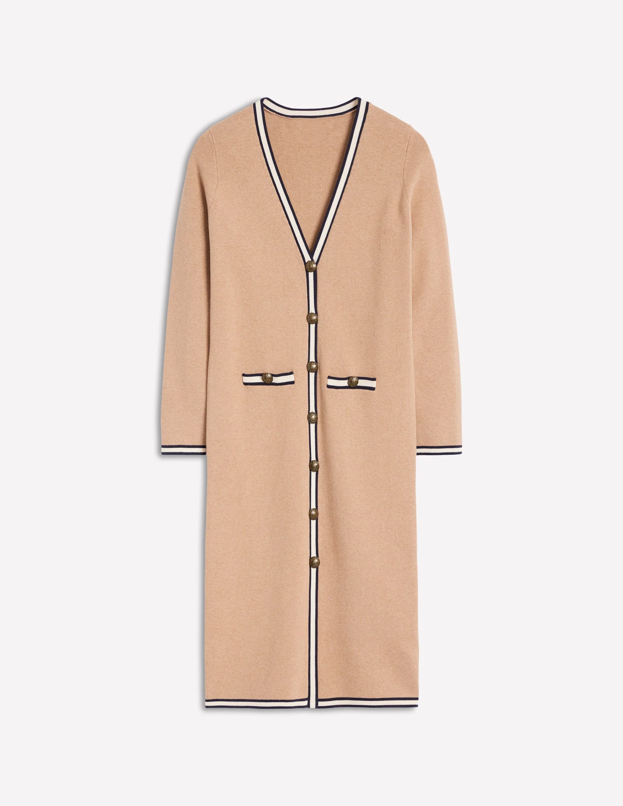 Holly Longline Knitted Jacket-Camel Melange - Image 5