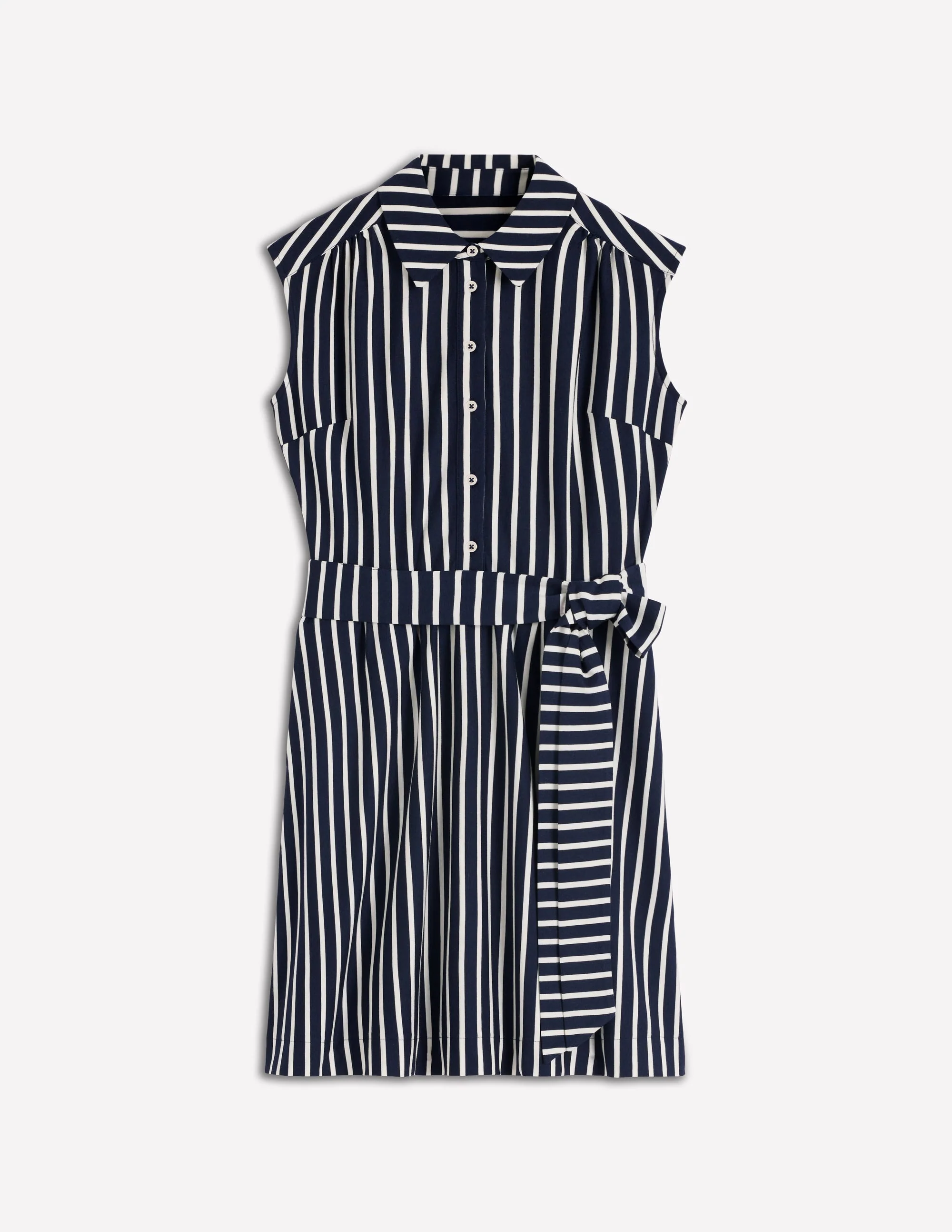 Honor Short Jersey Shirt Dress-Navy and White Stripe - Image 5