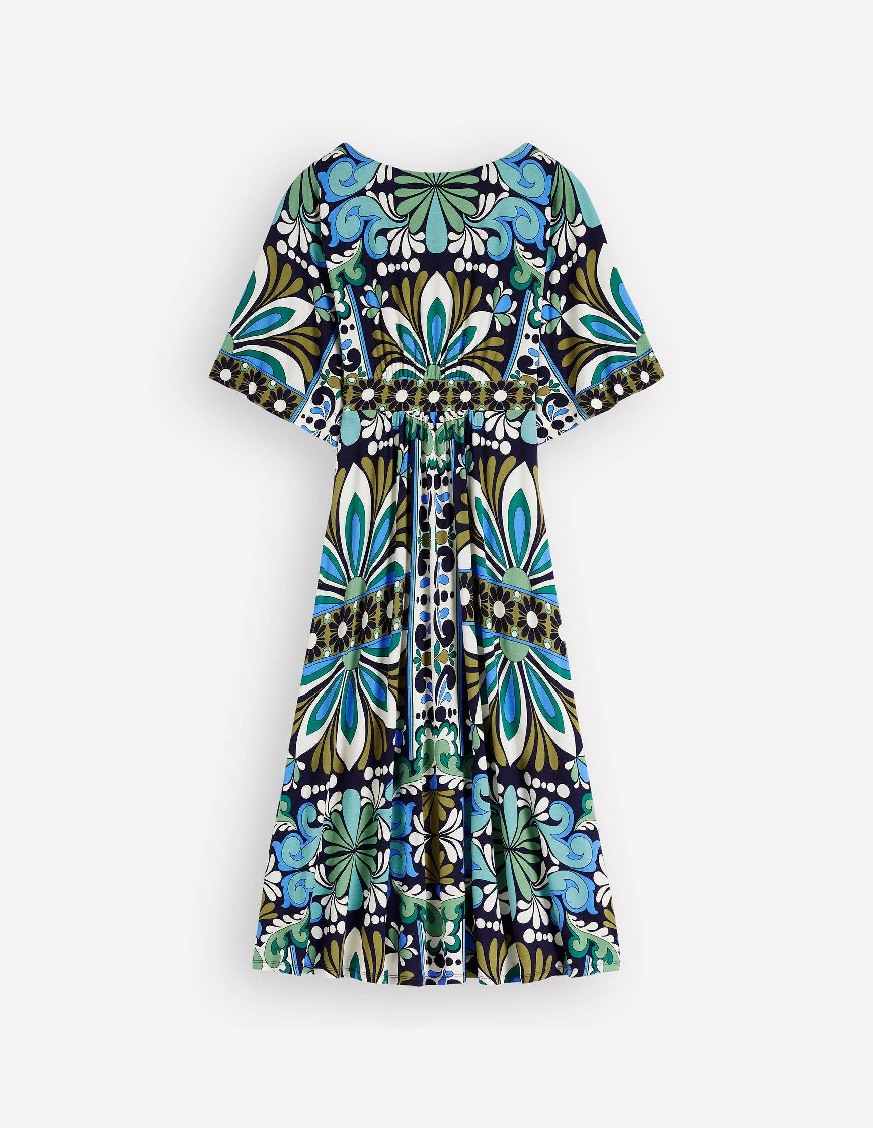 Imelda Kimono Jersey Dress-Navy, Bloom Tapestry - Image 9