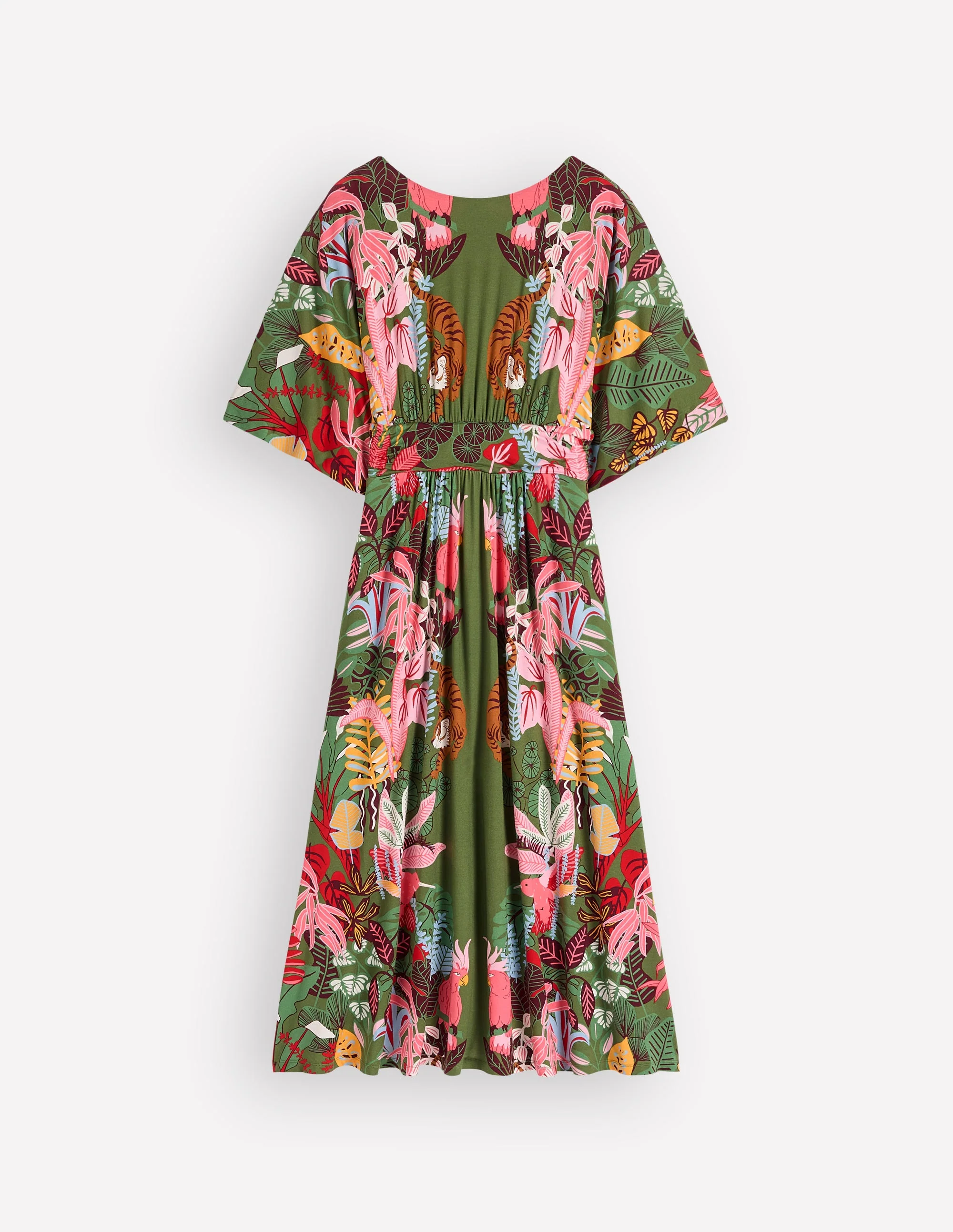Imelda Kimono Jersey Dress-Olive, Tropical Safari - Image 7