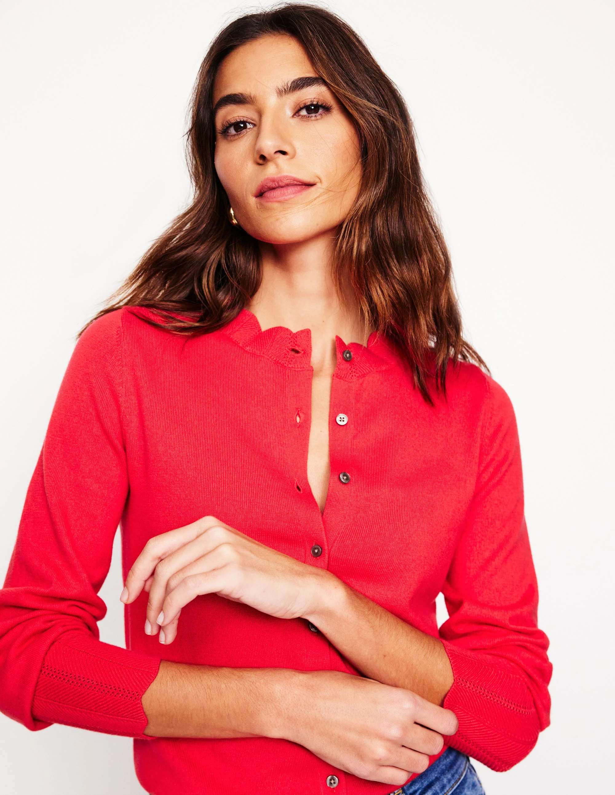 Imi Scalloped Cardigan-Strawberry Tart  Red - Image 2