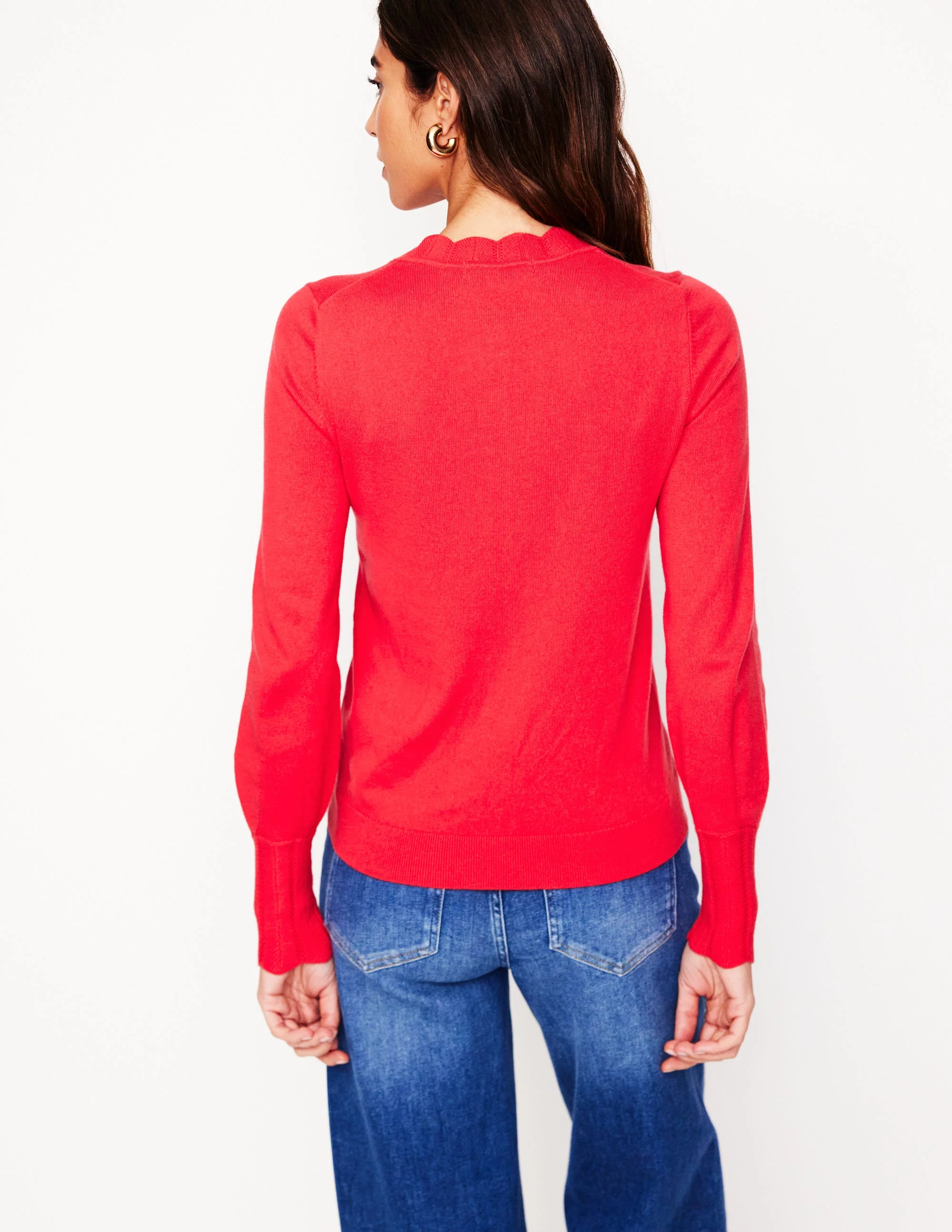 Imi Scalloped Cardigan-Strawberry Tart  Red - Image 3